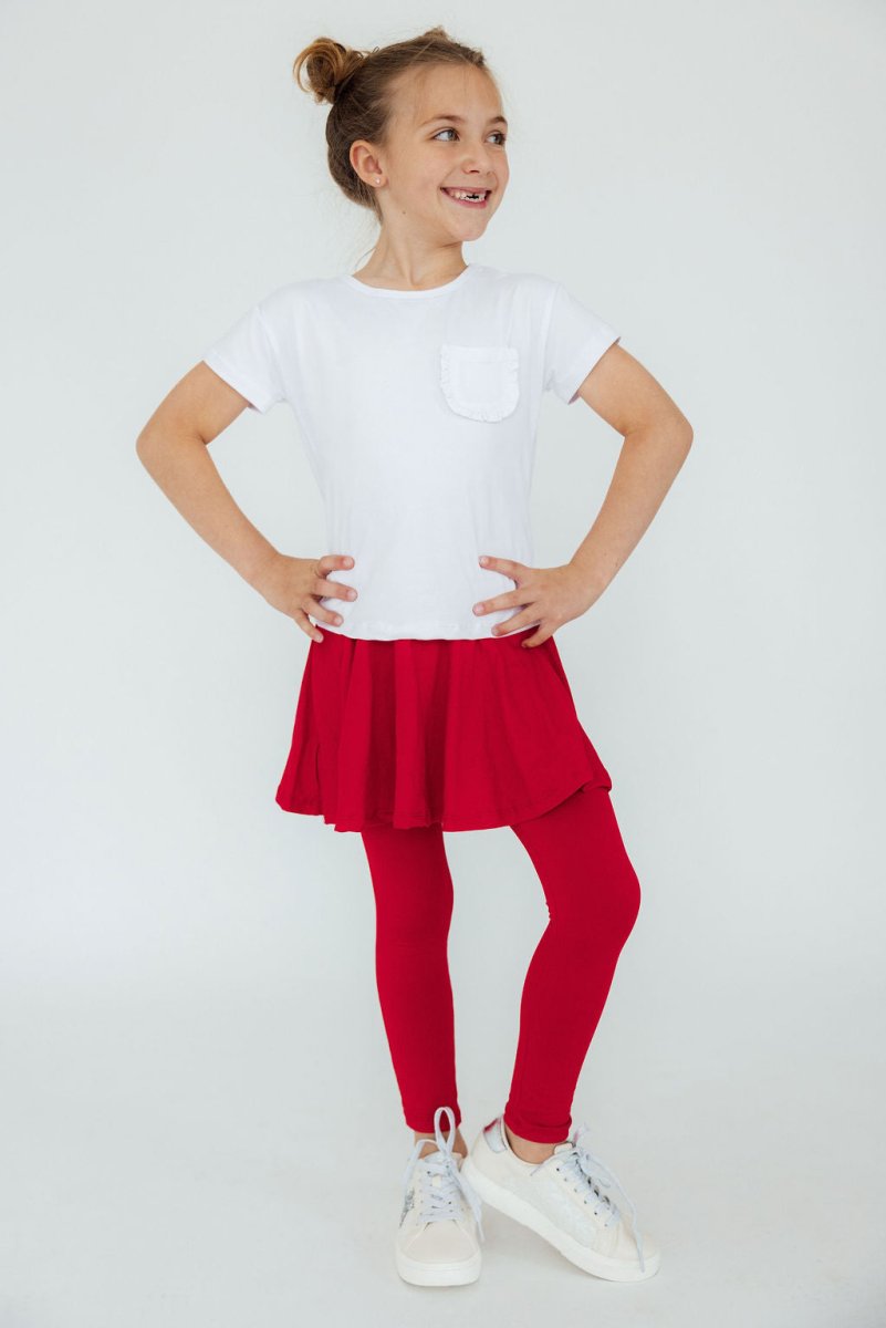 Mila & Rose ® Red Twirl Skegging Girls Skirted Leggings Perfect Playtime - Everetts Place Boutique - 