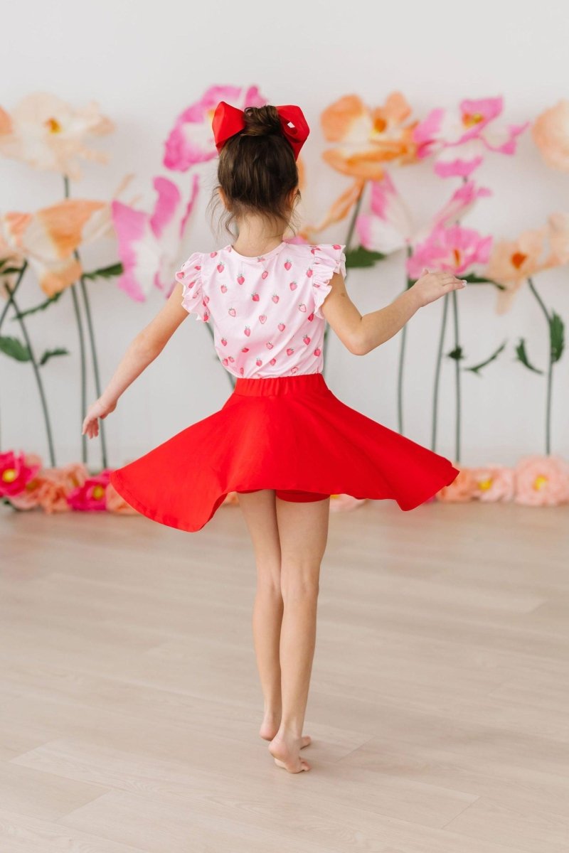 Mila & Rose ® Red Twirl Skort With Attached Shorts For Girls Everyday Wear - Everetts Place Boutique - 