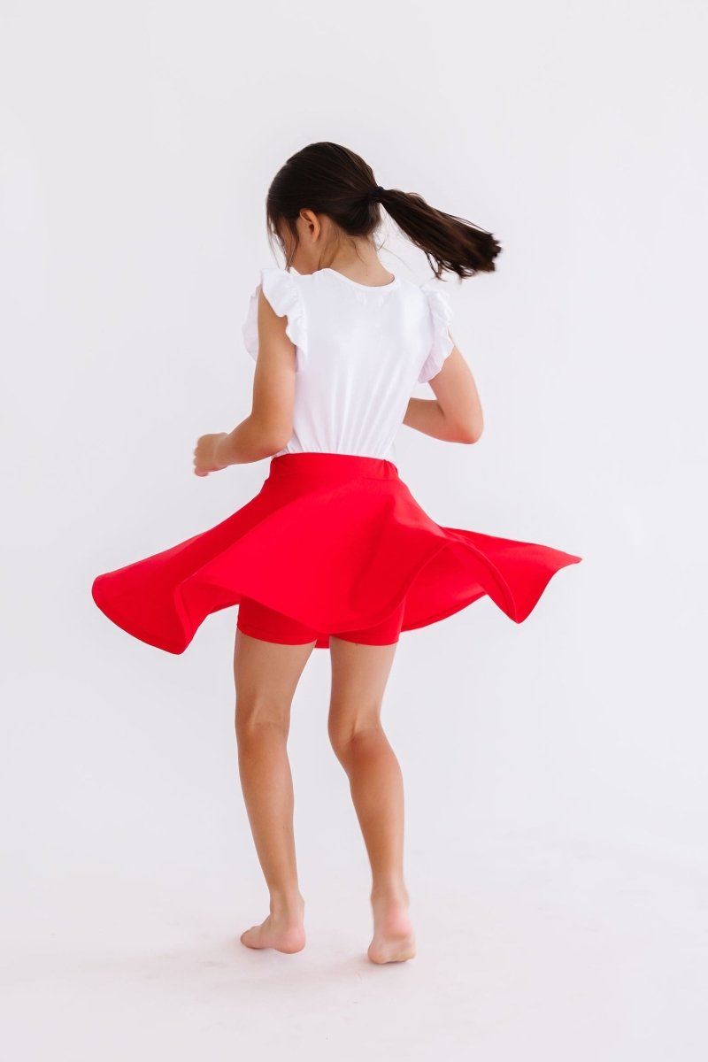 Mila & Rose ® Red Twirl Skort With Attached Shorts For Girls Everyday Wear - Everetts Place Boutique - 
