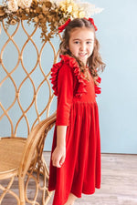 Mila & Rose ® Red Velvet Ruffle Twirl Dress by Mila and Rose for Girls - Apparel & Accessories > Clothing > Dresses Velvet Ruffle Twirl Dress