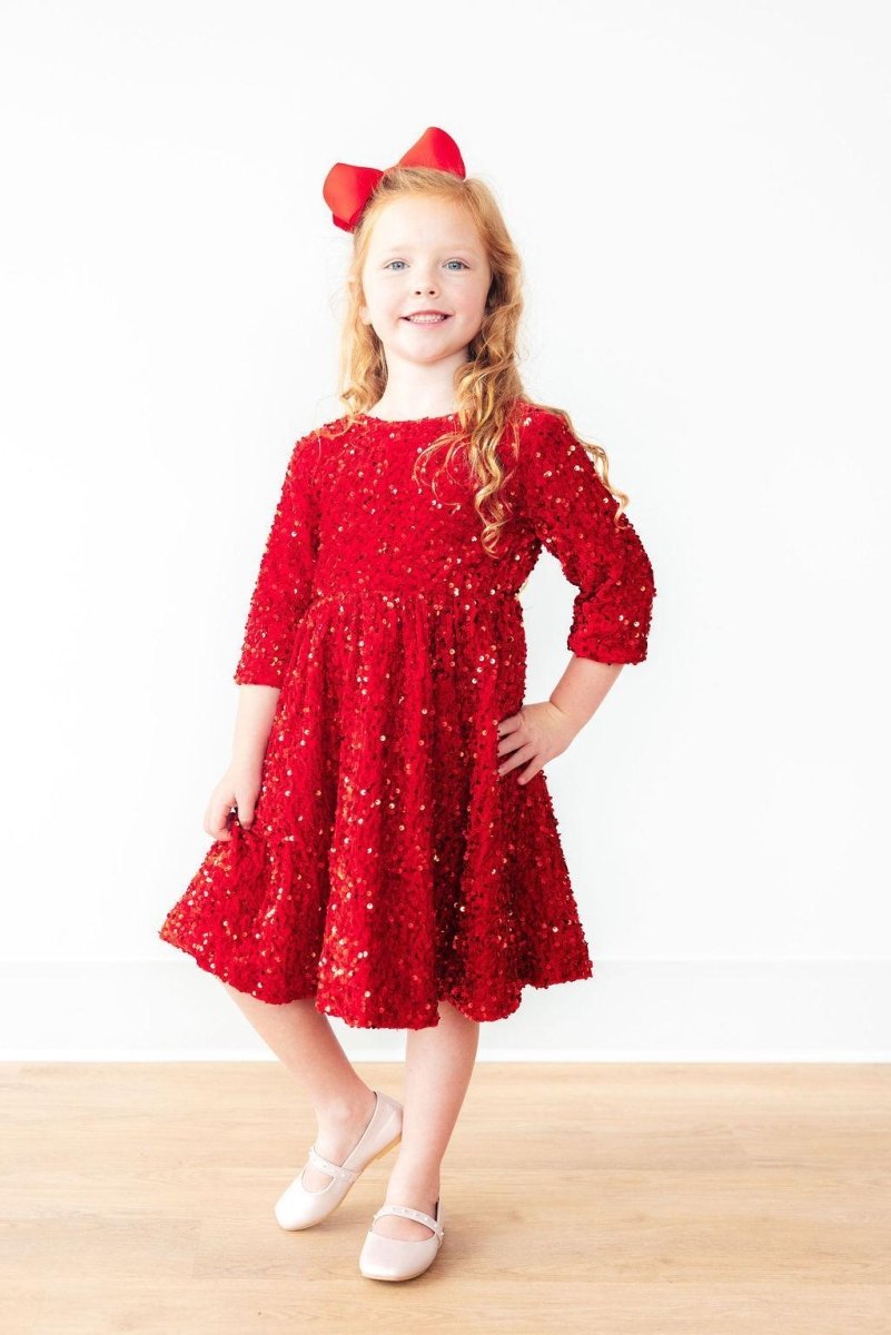 Mila & Rose ® Red Velvet Sequin Dress for Girls Mila and Rose Boutique - Everetts Place Boutique - 