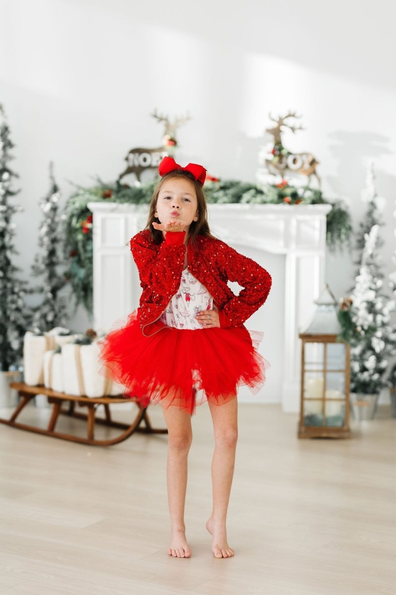 Mila & Rose ® Red Velvet Sequin Jacket for Girls Mila Rose Kids Collection - Everetts Place Boutique - 