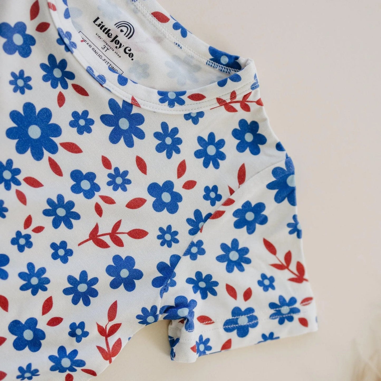 Red White And Blooms 2 Piece Bamboo Pajama Set For Sleep Little Joy Co. Everetts Place: Online Boutique