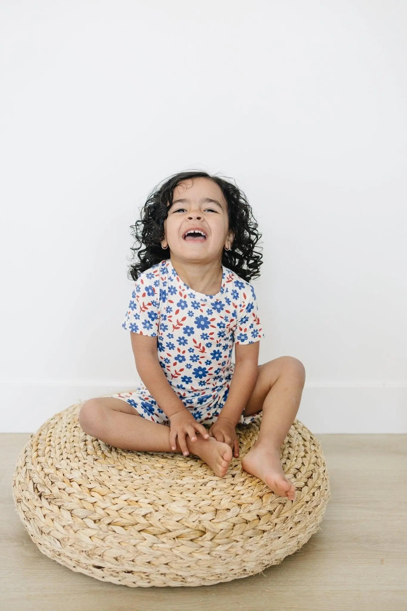 Red White And Blooms 2 Piece Bamboo Pajama Set For Sleep Little Joy Co. Everetts Place: Online Boutique