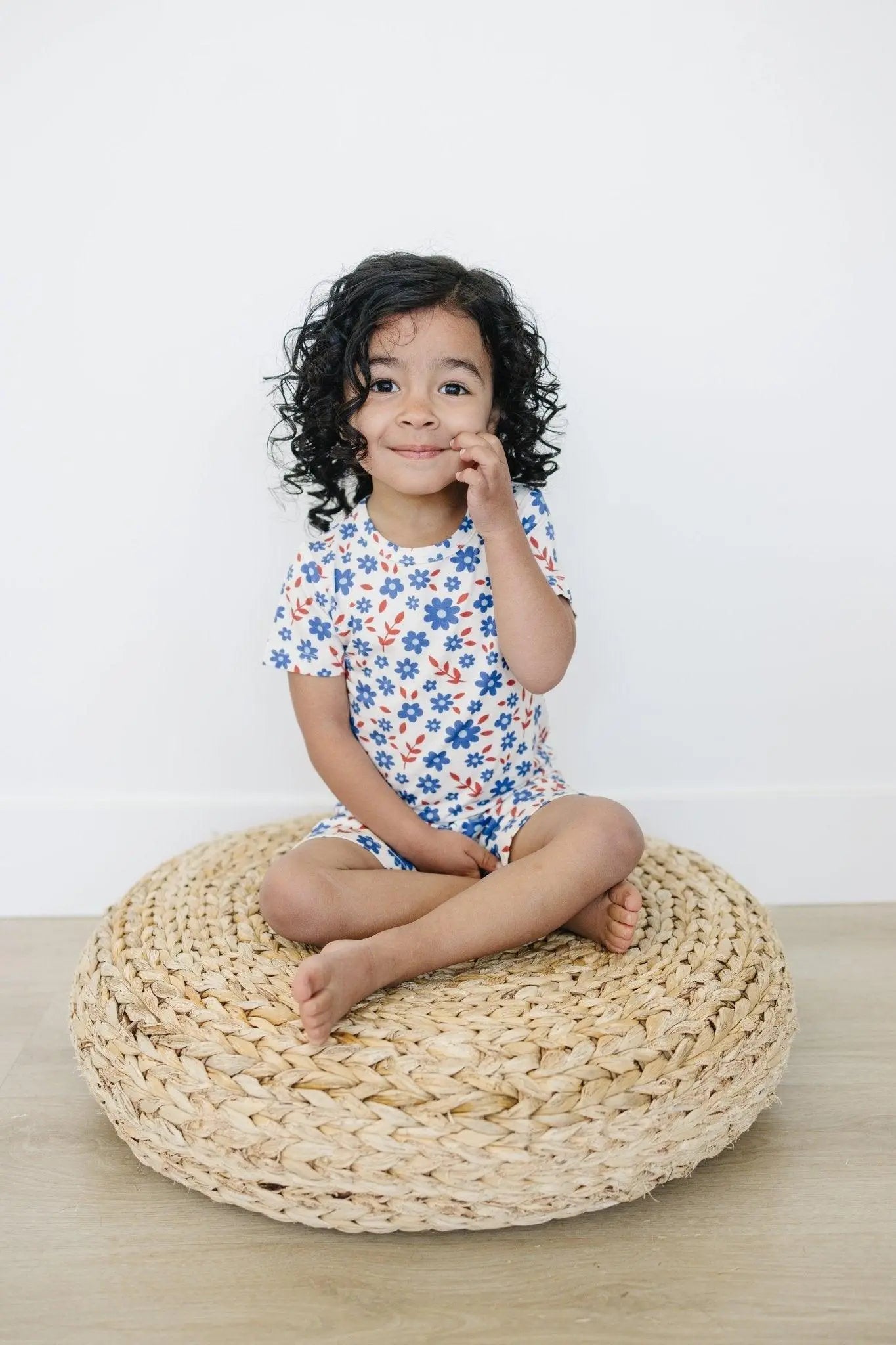 Red White And Blooms 2 Piece Bamboo Pajama Set For Sleep Little Joy Co. Everetts Place: Online Boutique