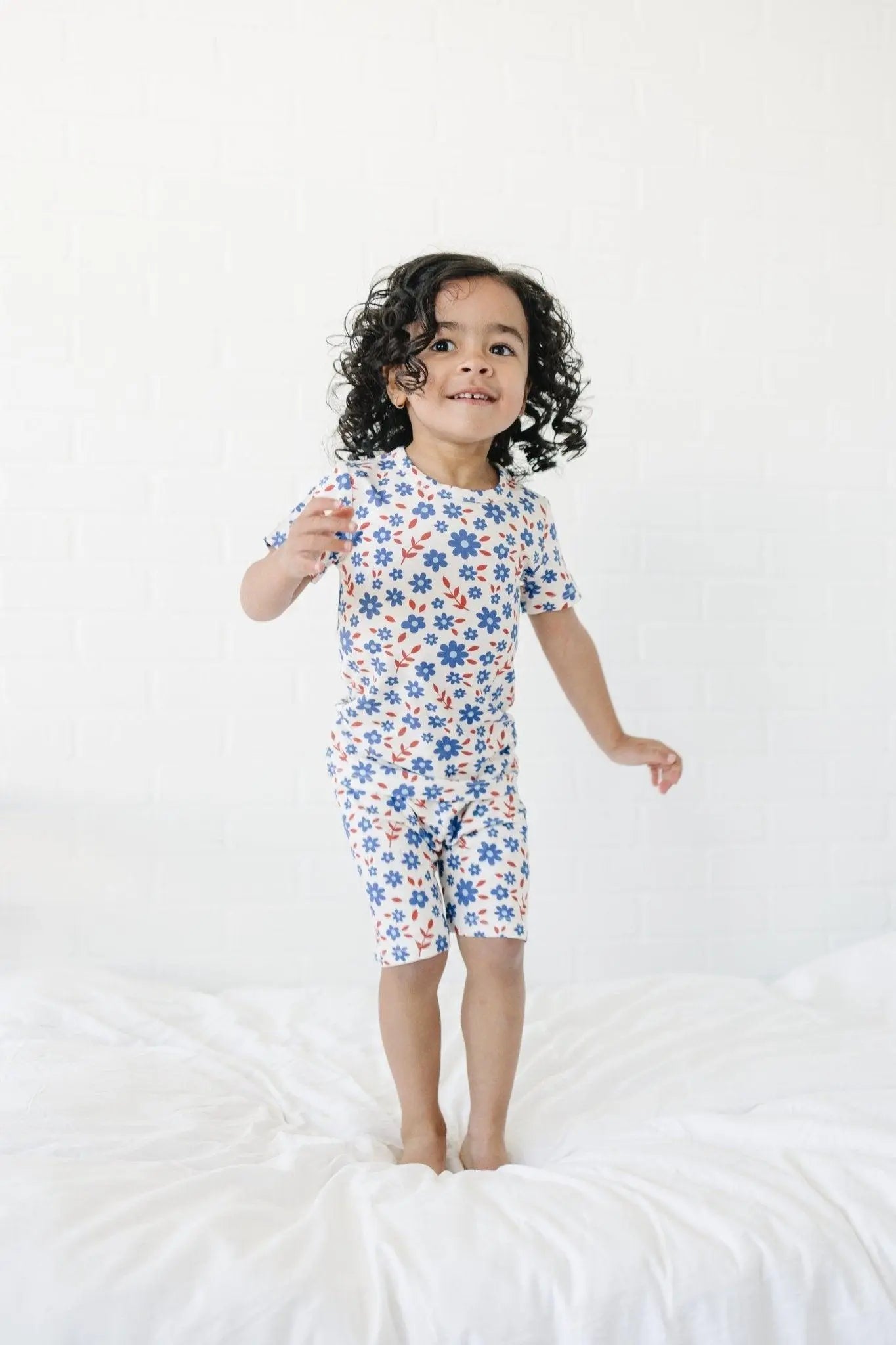 Red White And Blooms 2 Piece Bamboo Pajama Set For Sleep Little Joy Co. Everetts Place: Online Boutique