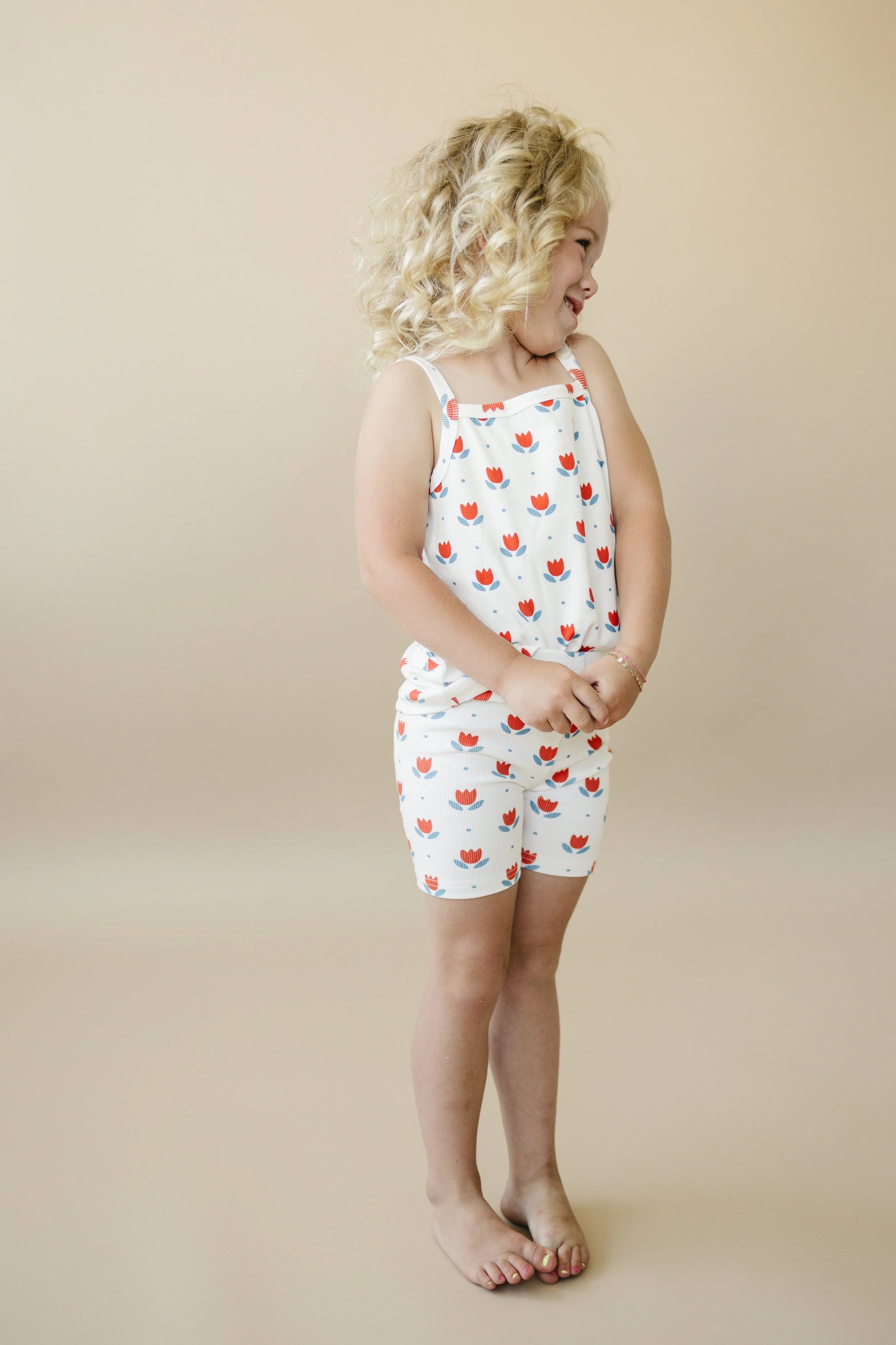 Red White And Blue Tulip Ribbed Bamboo Two Piece Tank Set Little Joy Co. Everetts Place: Online Boutique