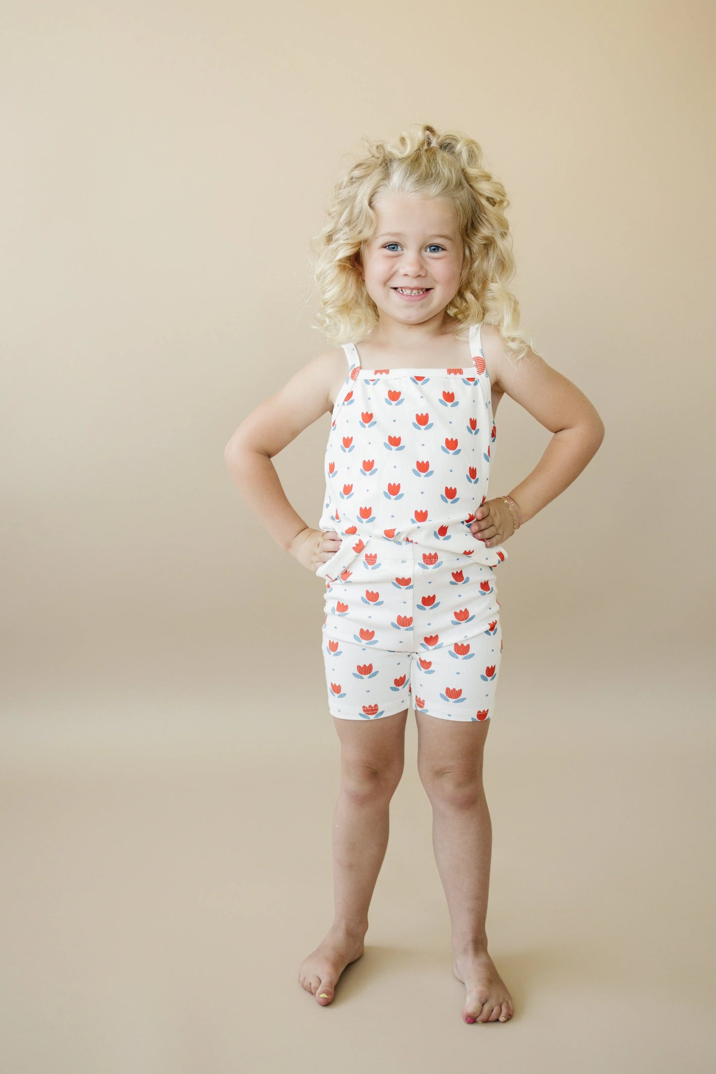Red White And Blue Tulip Ribbed Bamboo Two Piece Tank Set Little Joy Co. Everetts Place: Online Boutique