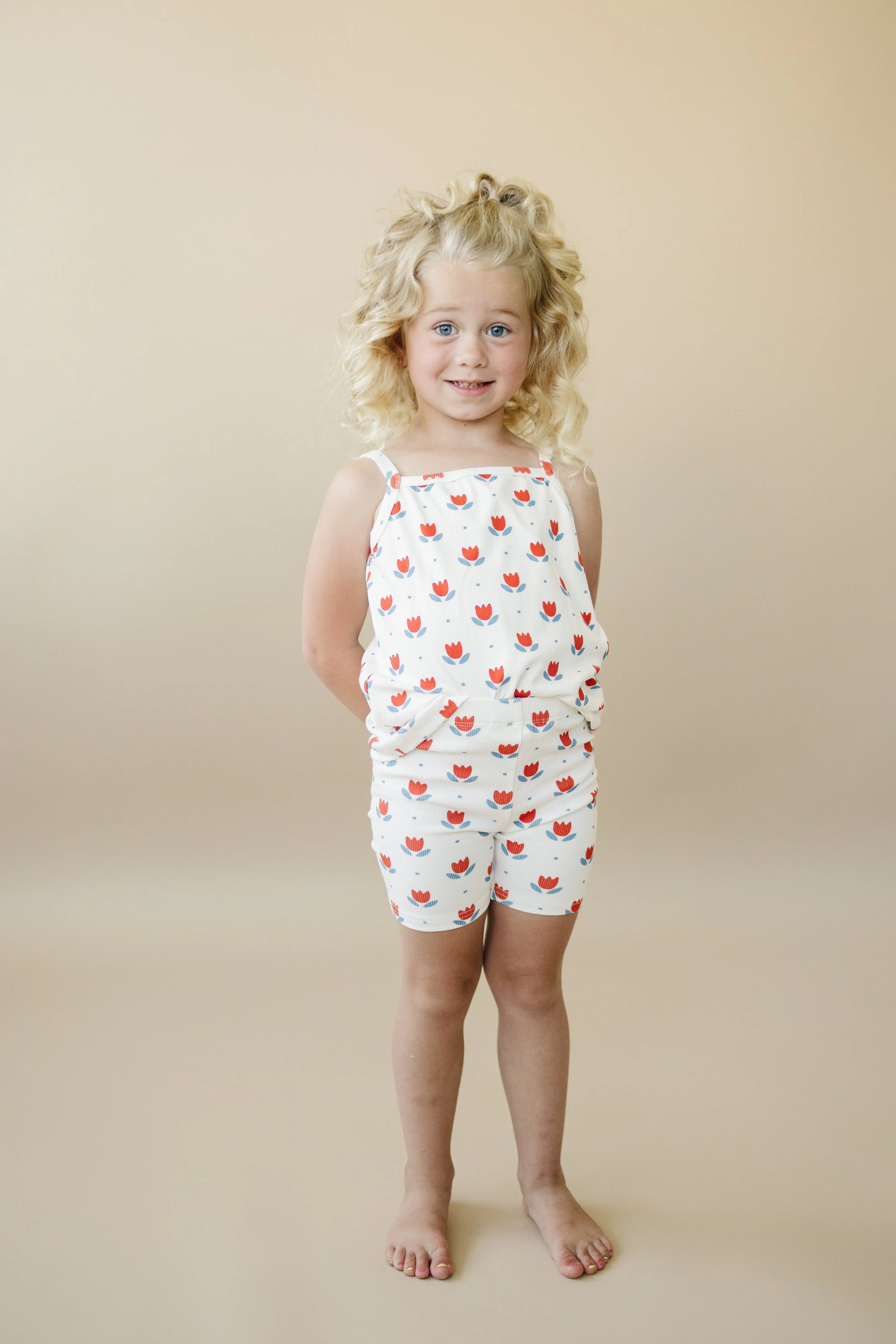 Red White And Blue Tulip Ribbed Bamboo Two Piece Tank Set Little Joy Co. Everetts Place: Online Boutique