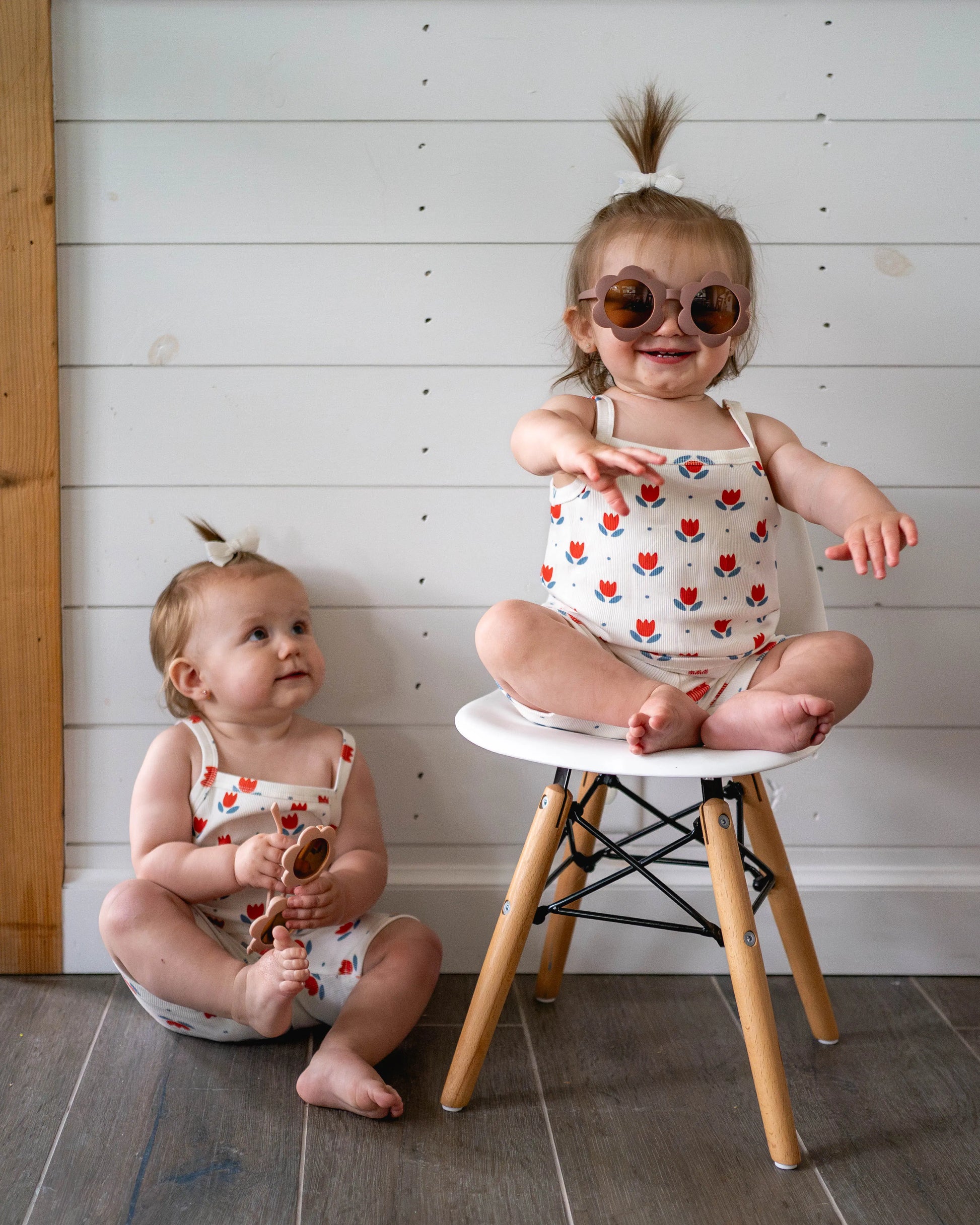 Red White And Blue Tulip Ribbed Bamboo Two Piece Tank Set Little Joy Co. Everetts Place: Online Boutique