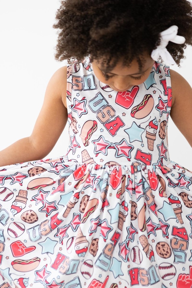 Mila & Rose ® Red White BBQ Tank Twirl Dress For Girls Mila Rose Kids - Everetts Place Boutique - 