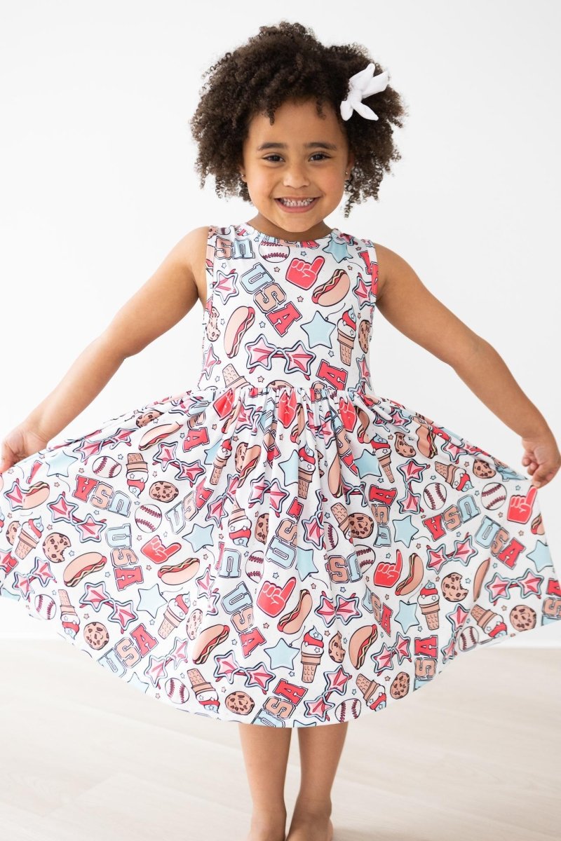 Mila & Rose ® Red White BBQ Tank Twirl Dress For Girls Mila Rose Kids - Everetts Place Boutique - 