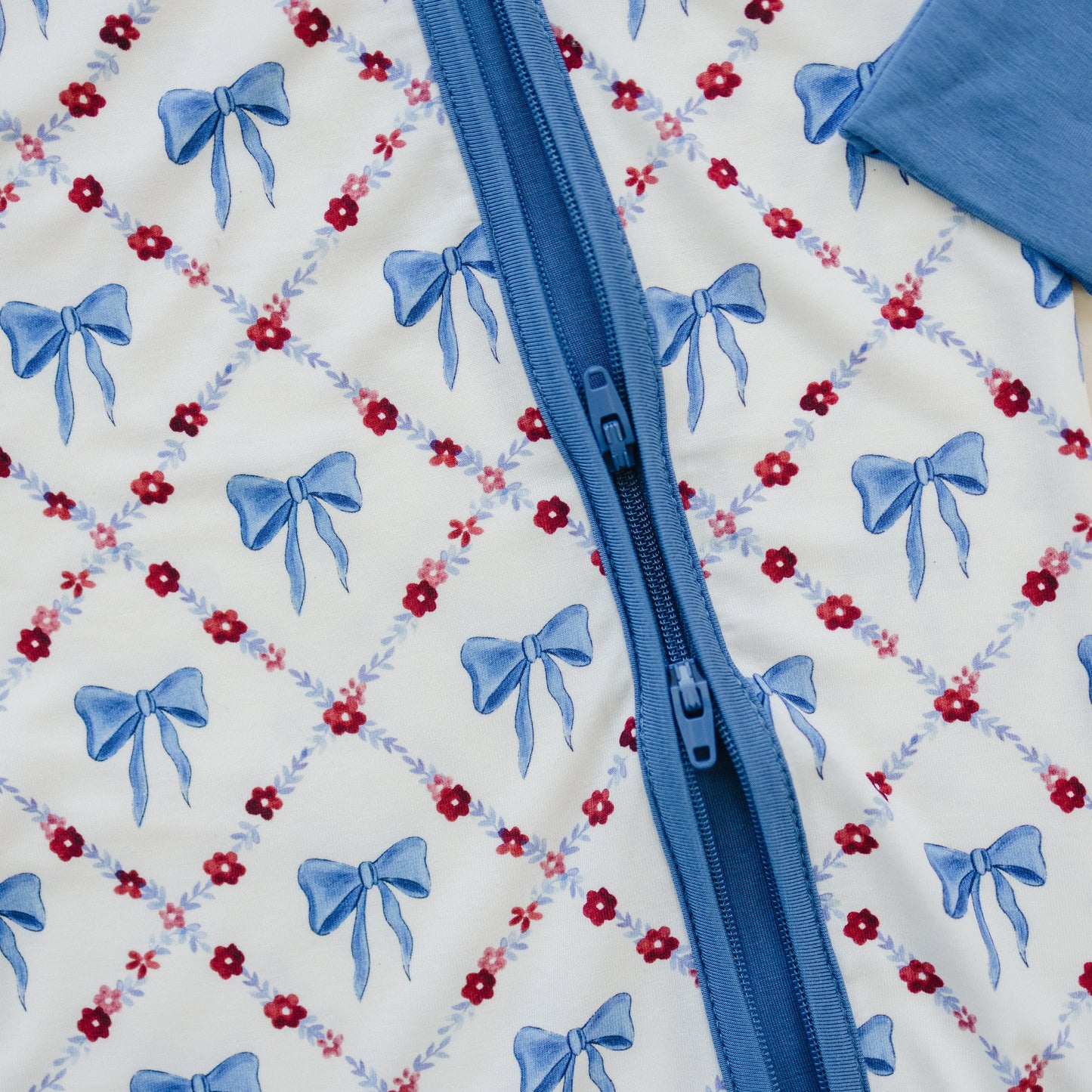 Red White Bows Bamboo Zippy Romper For Baby Girls And Boys Little Joy Co. Everetts Place: Online Boutique