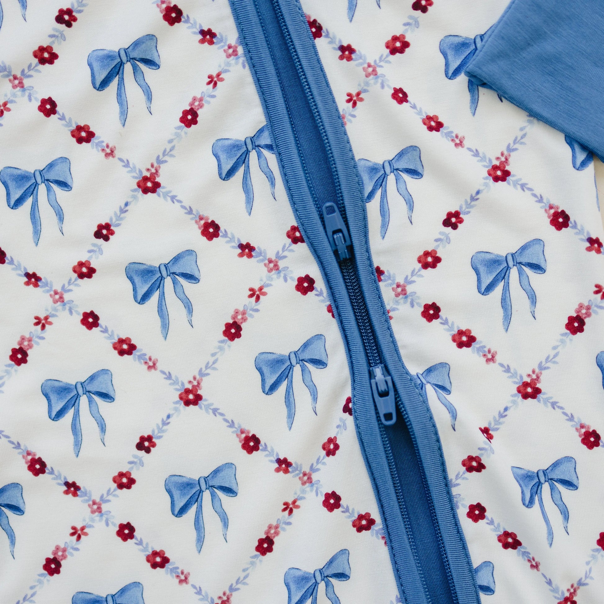 Red White Bows Bamboo Zippy Romper For Baby Girls And Boys Little Joy Co. Everetts Place: Online Boutique