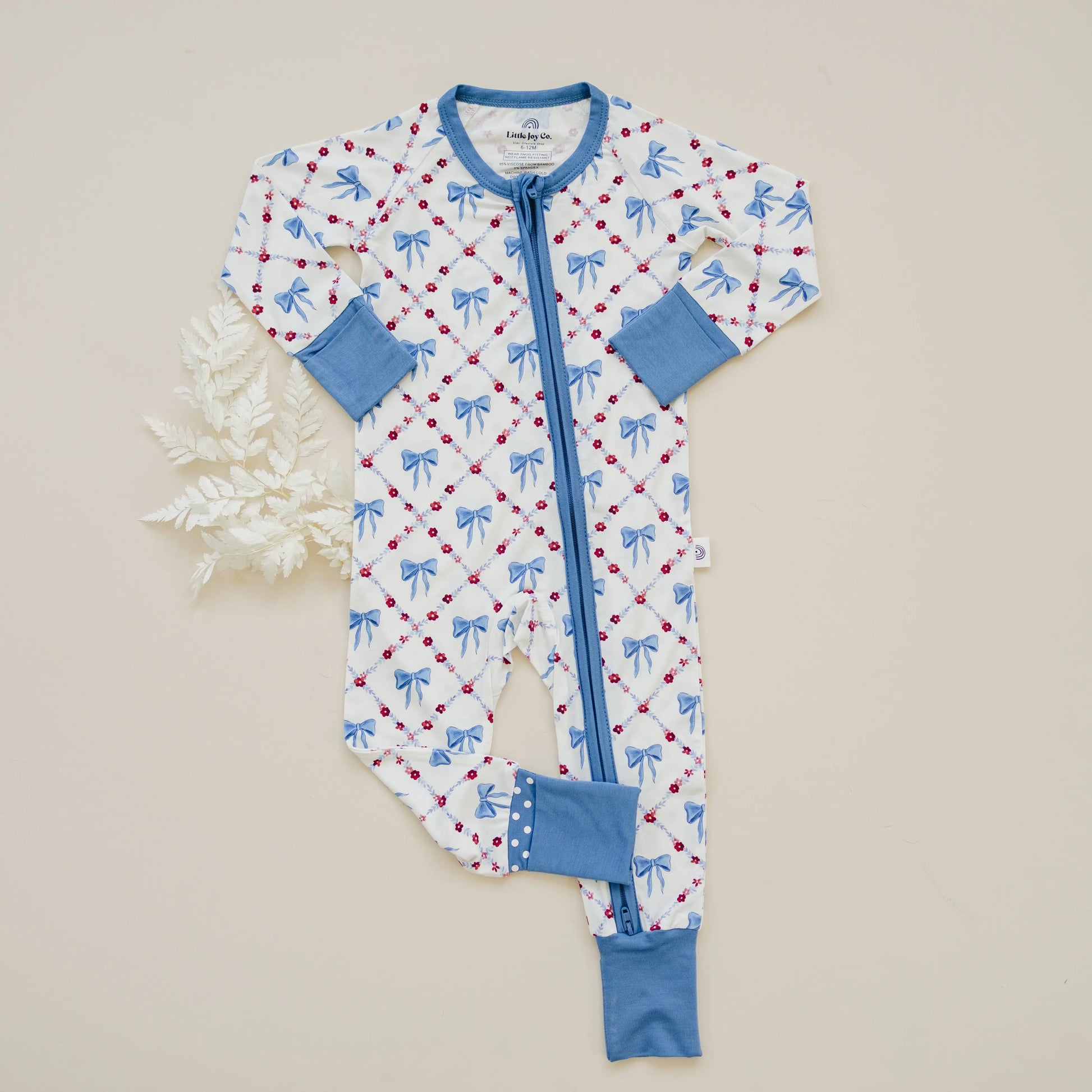 Red White Bows Bamboo Zippy Romper For Baby Girls And Boys Little Joy Co. Everetts Place: Online Boutique