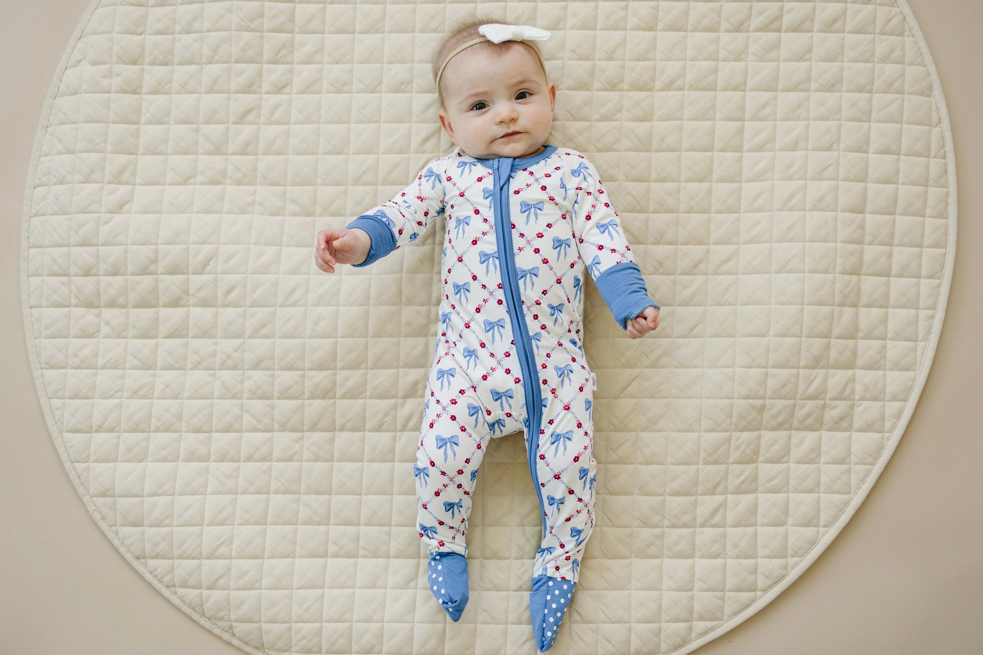 Red White Bows Bamboo Zippy Romper For Baby Girls And Boys Little Joy Co. Everetts Place: Online Boutique