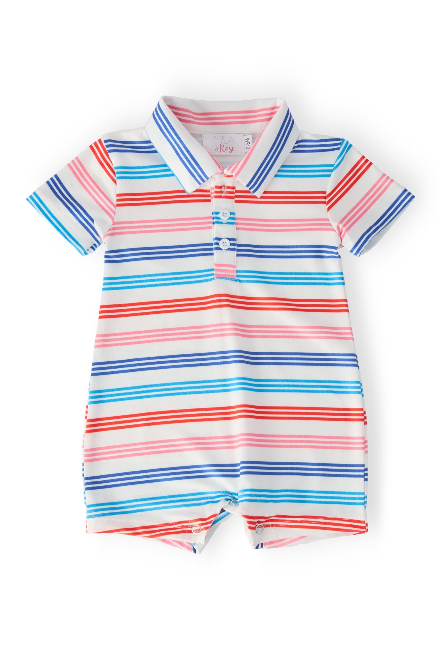 Mila & Rose Red, White & Stripe baby polo shorty one-piece