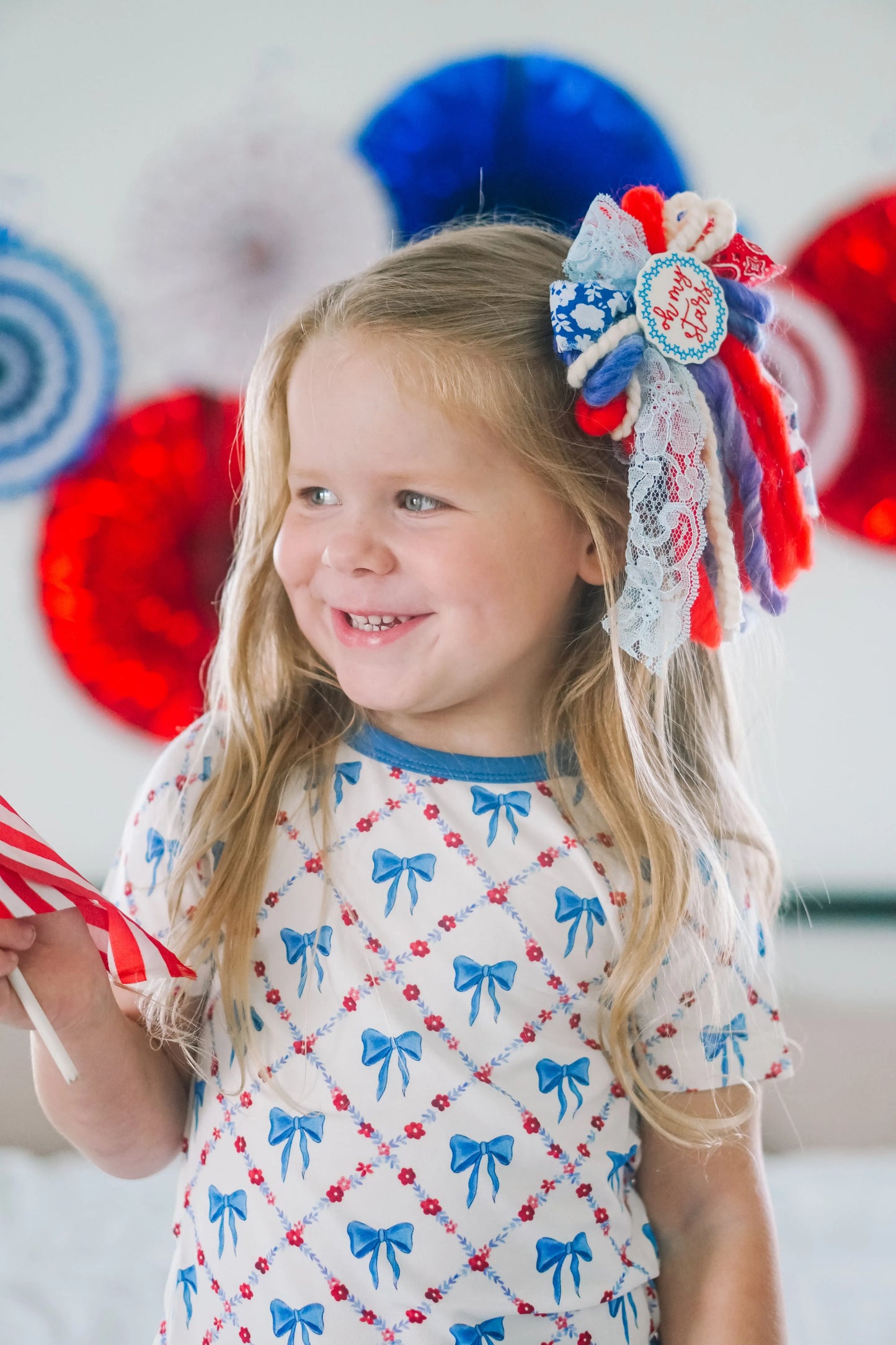 Red White and Bows Two Piece Bamboo Pajamas for Kids Little Joy Co. Everetts Place: Online Boutique