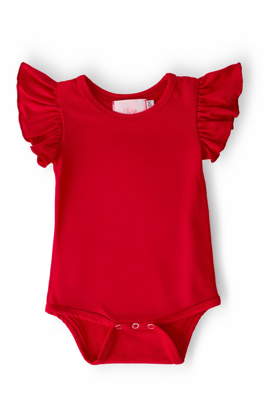 Mila & Rose ® Red Short Sleeve Flutter Bodysuit For Baby Mila Outfit - Apparel & Accessories > Clothing > Baby & Toddler Clothing > Baby One-Pieces Flutter Bodysuit S/S