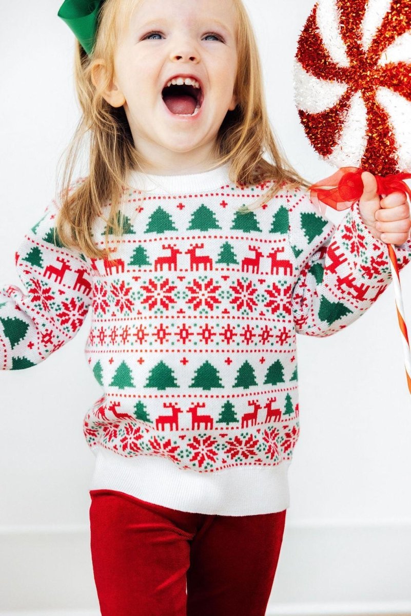 Mila & Rose ® Reindeer Kisses Sweater Cozy Christmas Knit For Holidays - Everetts Place Boutique - 