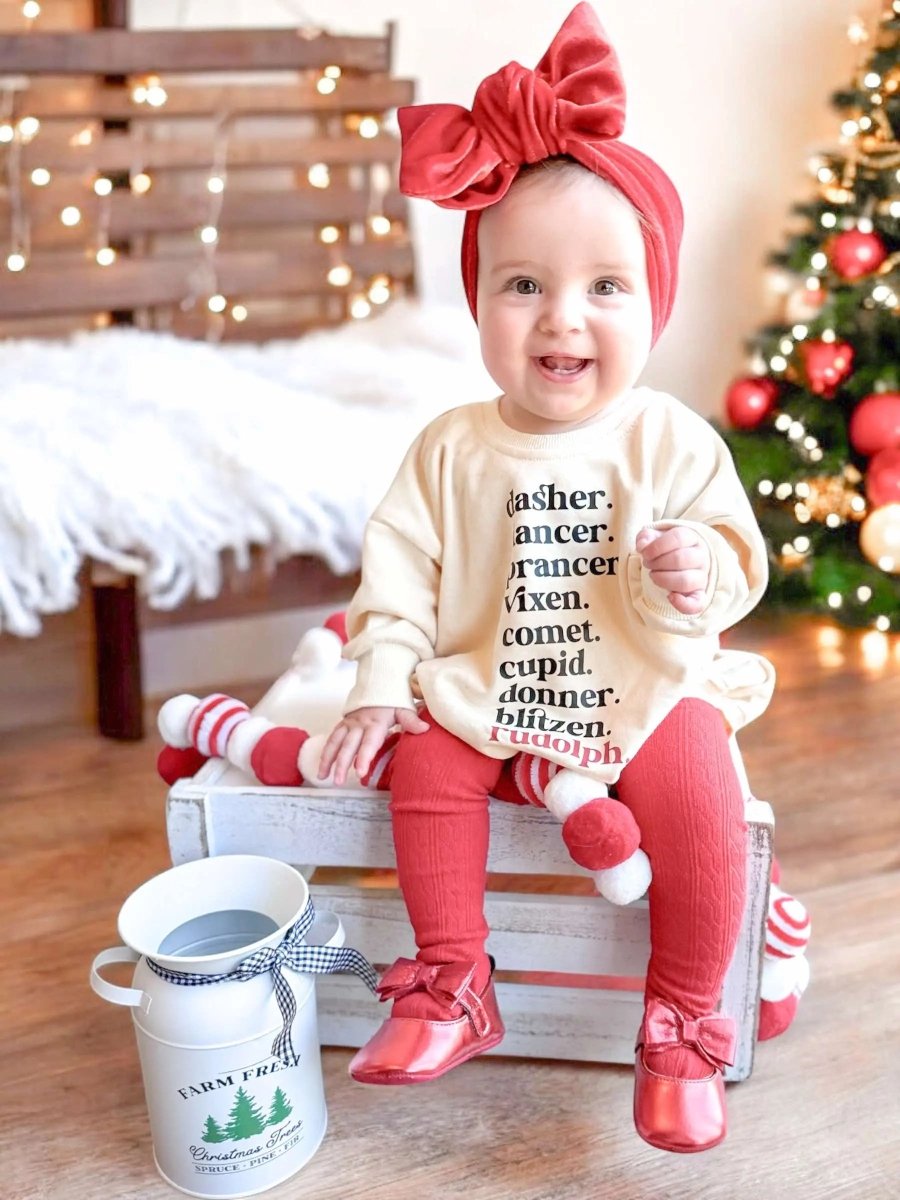 Little Joy Co. Reindeer Names Sweatshirt Romper - Everetts Place Boutique - 