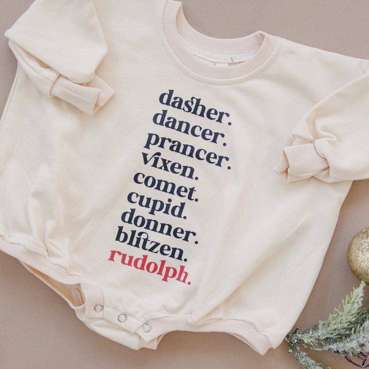 Little Joy Co. Reindeer Names Sweatshirt Romper - Everetts Place Boutique - 