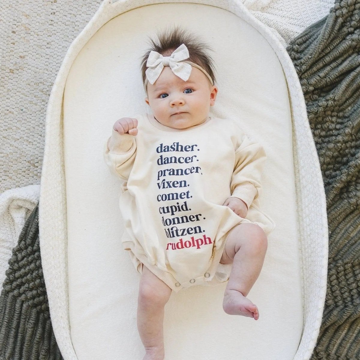 Little Joy Co. Reindeer Names Sweatshirt Romper - Everetts Place Boutique - 
