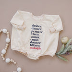 Little Joy Co. Reindeer Names Sweatshirt Romper - Everetts Place Boutique - 