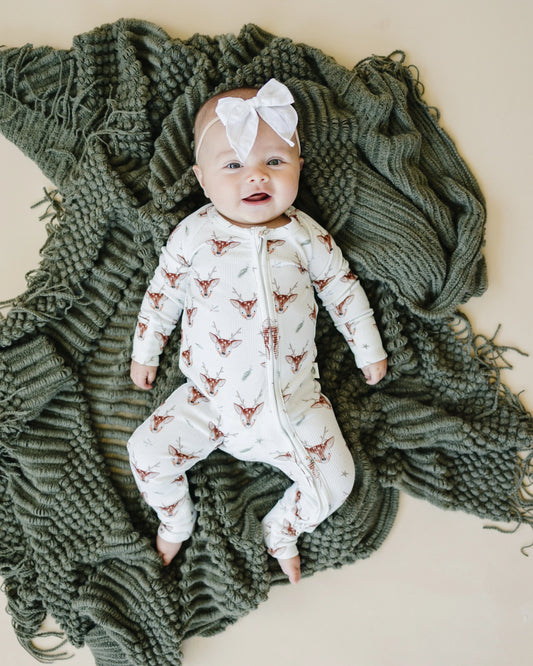 Reindeer Themed Bamboo Zippy Pajamas for Babies Cozy Little Joy Co. Everetts Place: Online Boutique