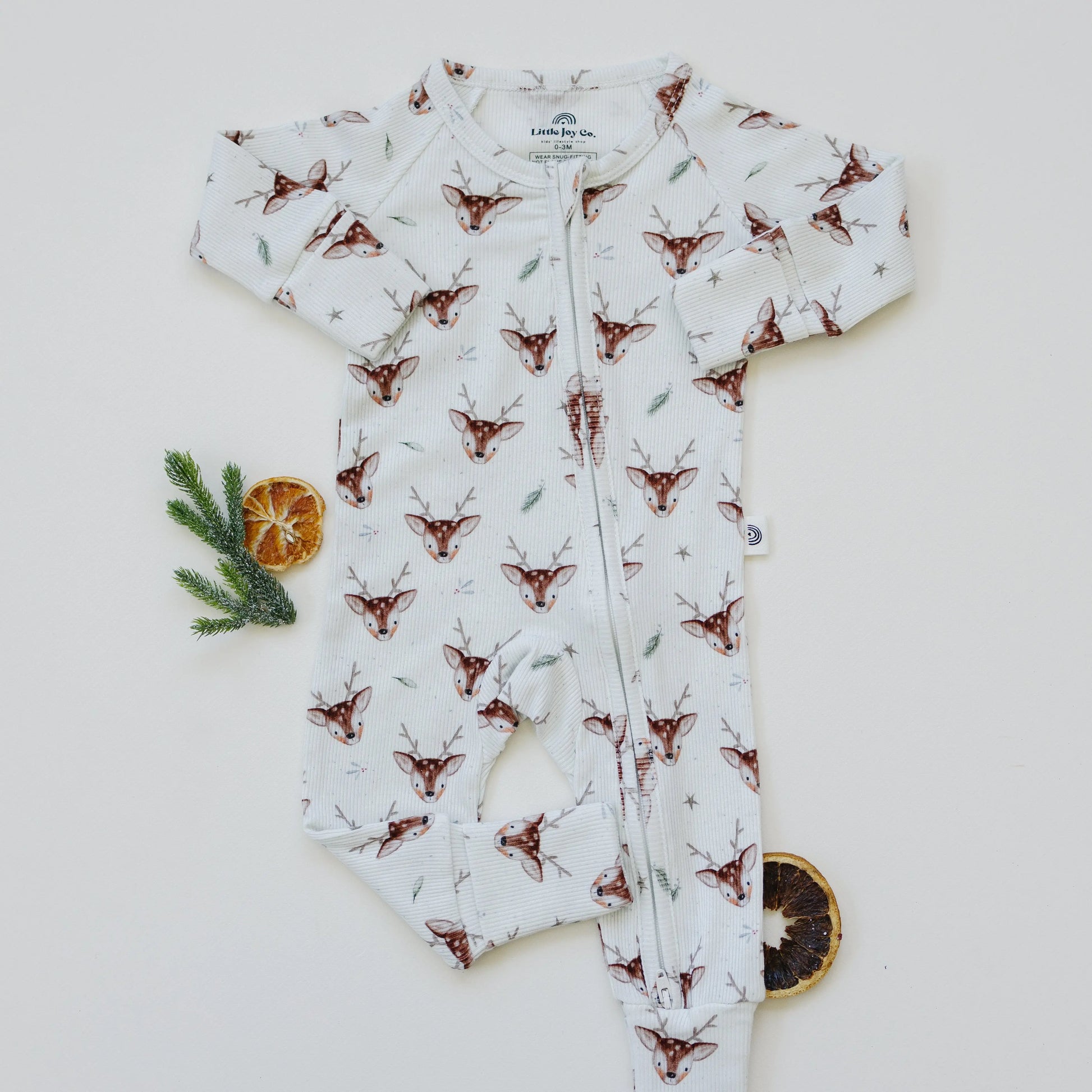 Reindeer Themed Bamboo Zippy Pajamas for Babies Cozy Little Joy Co. Everetts Place: Online Boutique