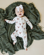 Little Joy Co. Reindeer Themed Bamboo Zippy Pajamas for Babies Cozy - Apparel & Accessories > Clothing > Baby & Toddler Clothing > Baby One-Pieces