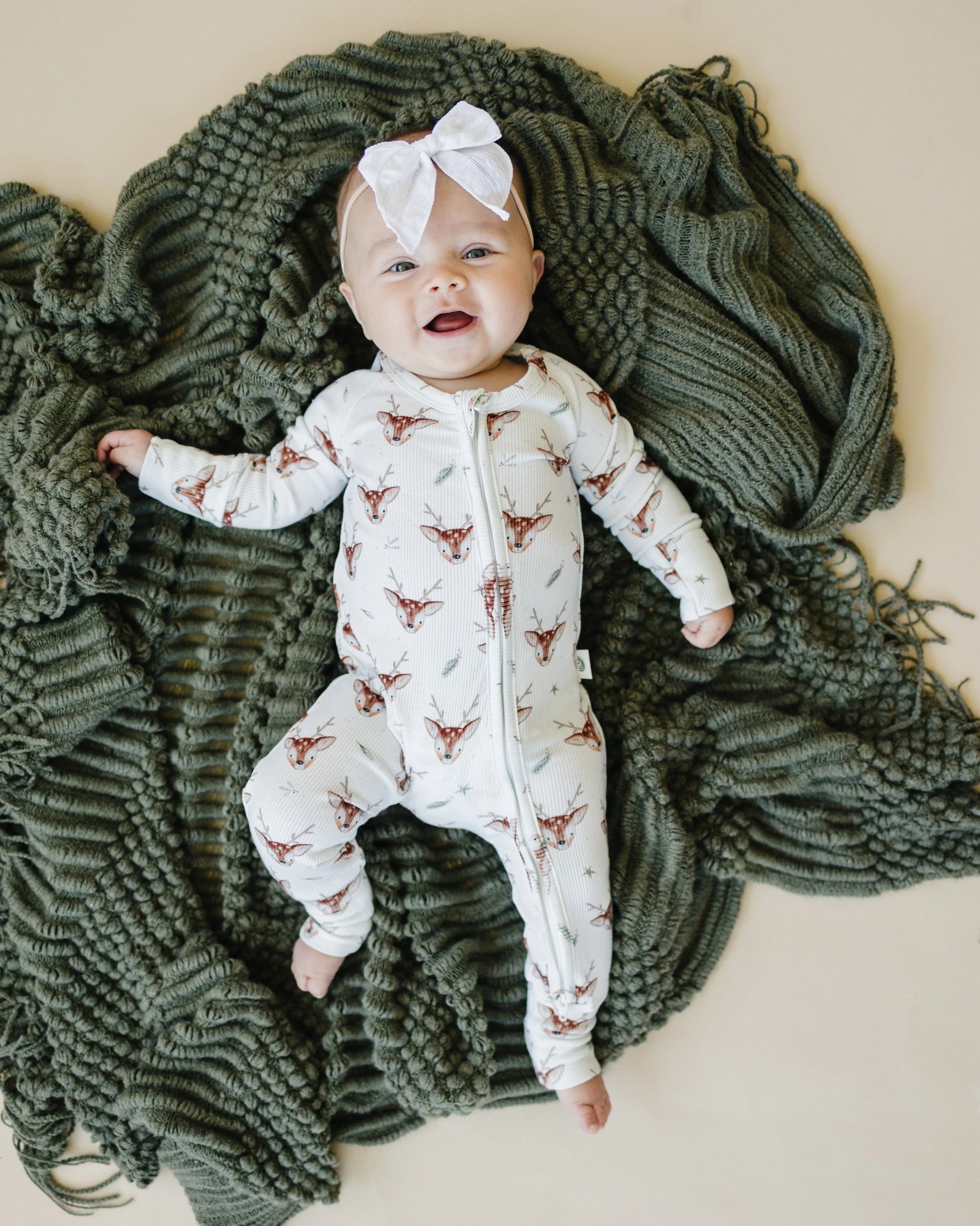 Reindeer Themed Bamboo Zippy Pajamas for Babies Cozy Little Joy Co. Everetts Place: Online Boutique
