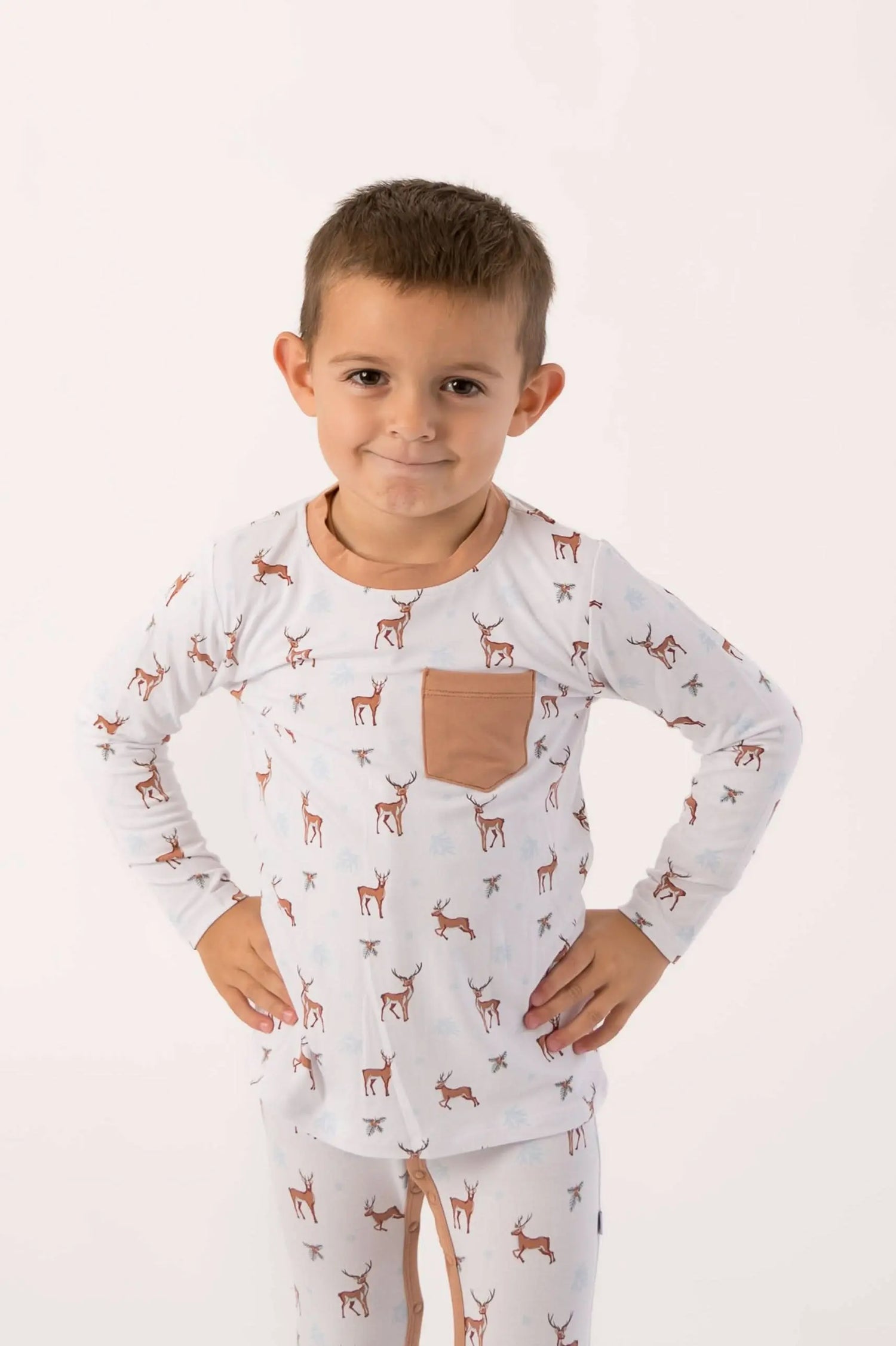 Bubble Baby Reindeer | Children's Long Sleeve Pocket Shirt - 