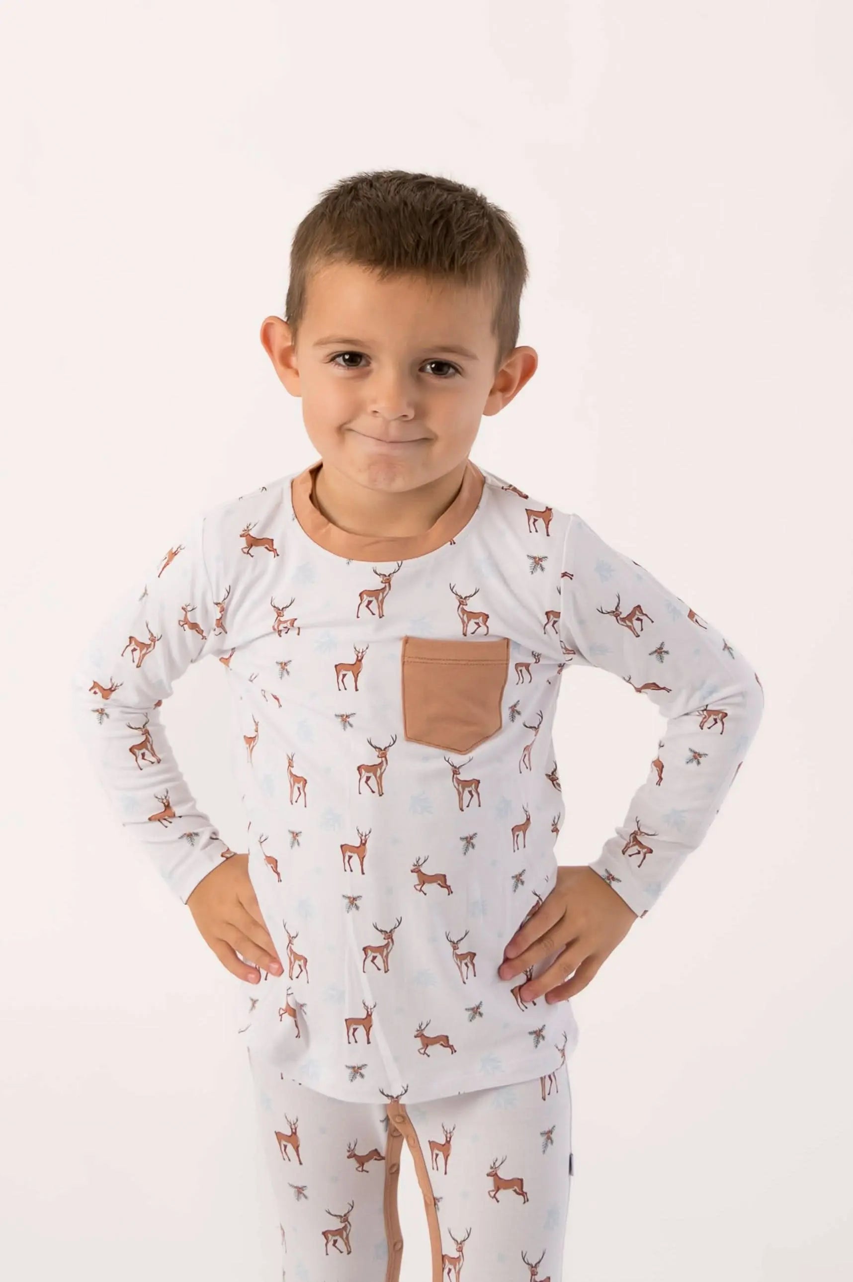 Bubble Baby Reindeer | Children's Long Sleeve Pocket Shirt - 