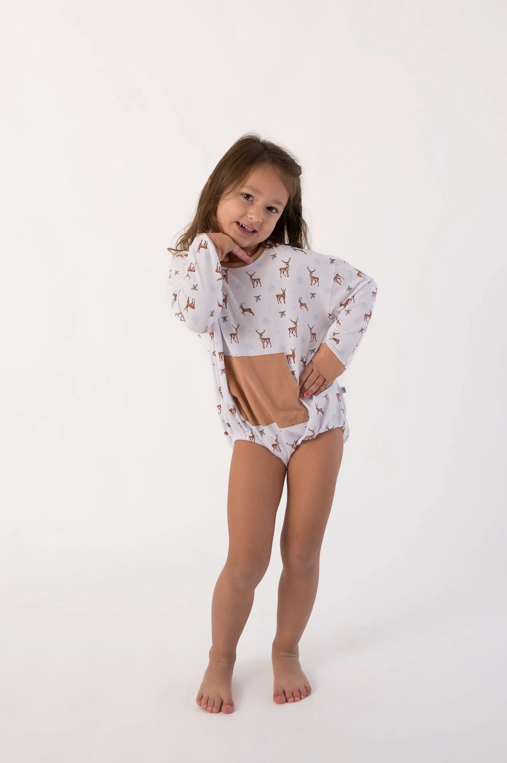 Bubble Baby Reindeer | Long Sleeve Bubble Romper - 