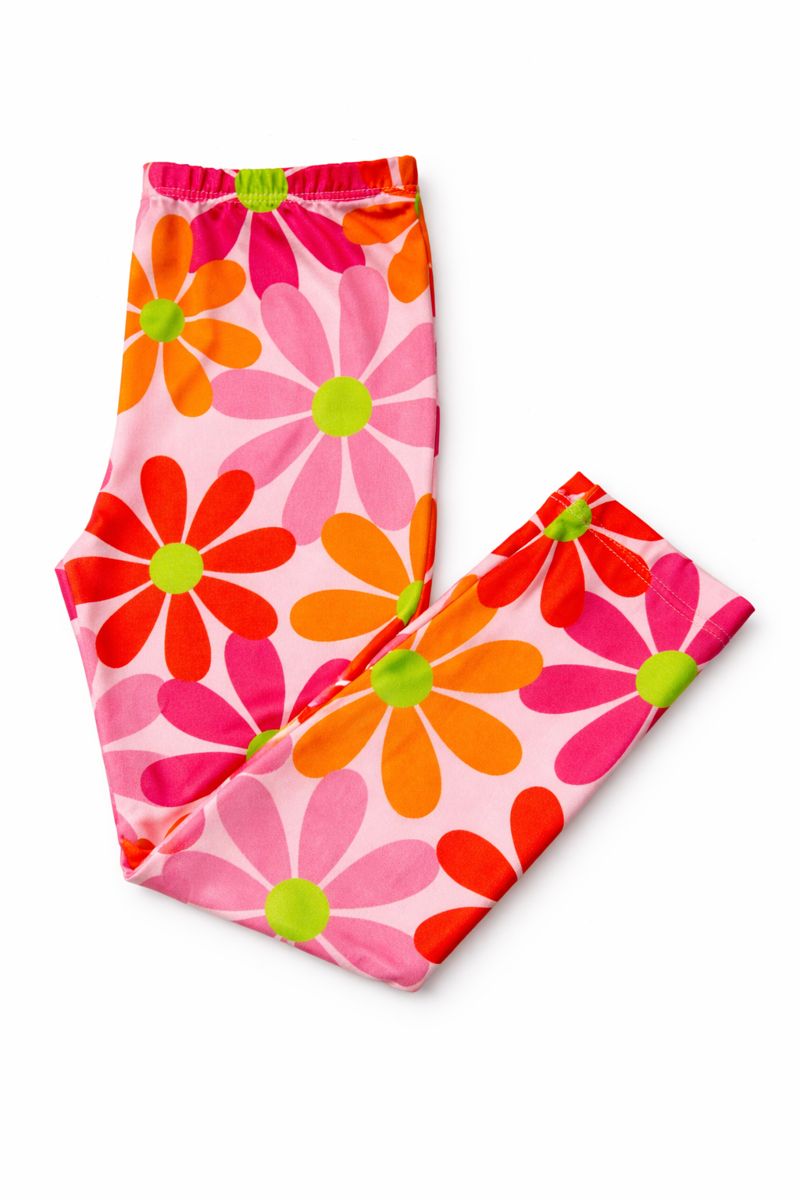 Mila & Rose Retro Daisies floral print baby leggings.