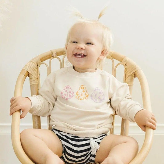 Retro Daisy Ghosts Organic Cotton Crewneck Little Joy Co. Everetts Place: Online Boutique
