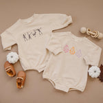 Little Joy Co. Retro Daisy Ghosts Organic Cotton Sweatshirt Romper For Kids -
