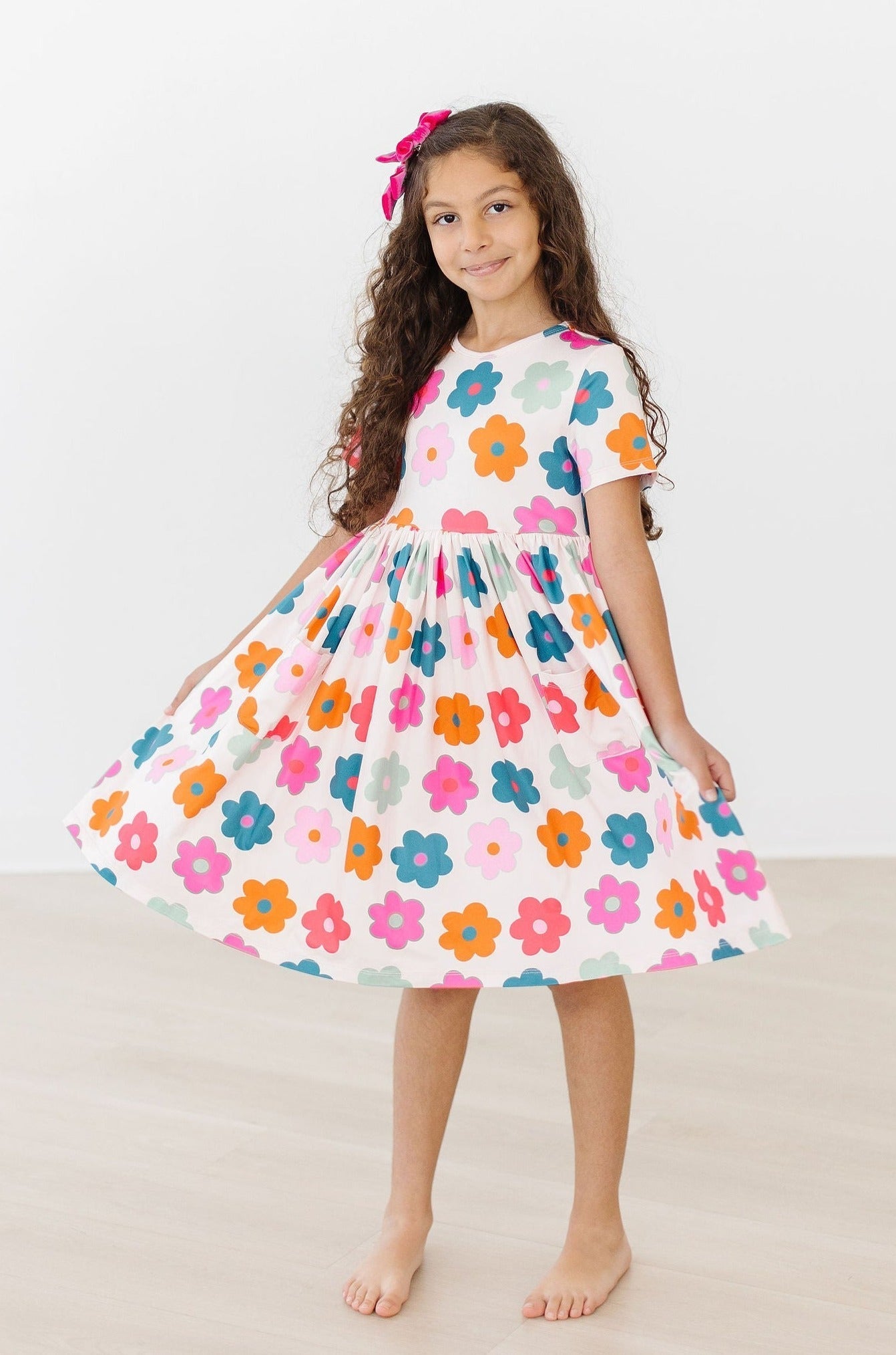 Retro Floral Short Sleeve Pocket Twirl Dress Mila And Rose Mila & Rose ® Everetts Place: Online Boutique