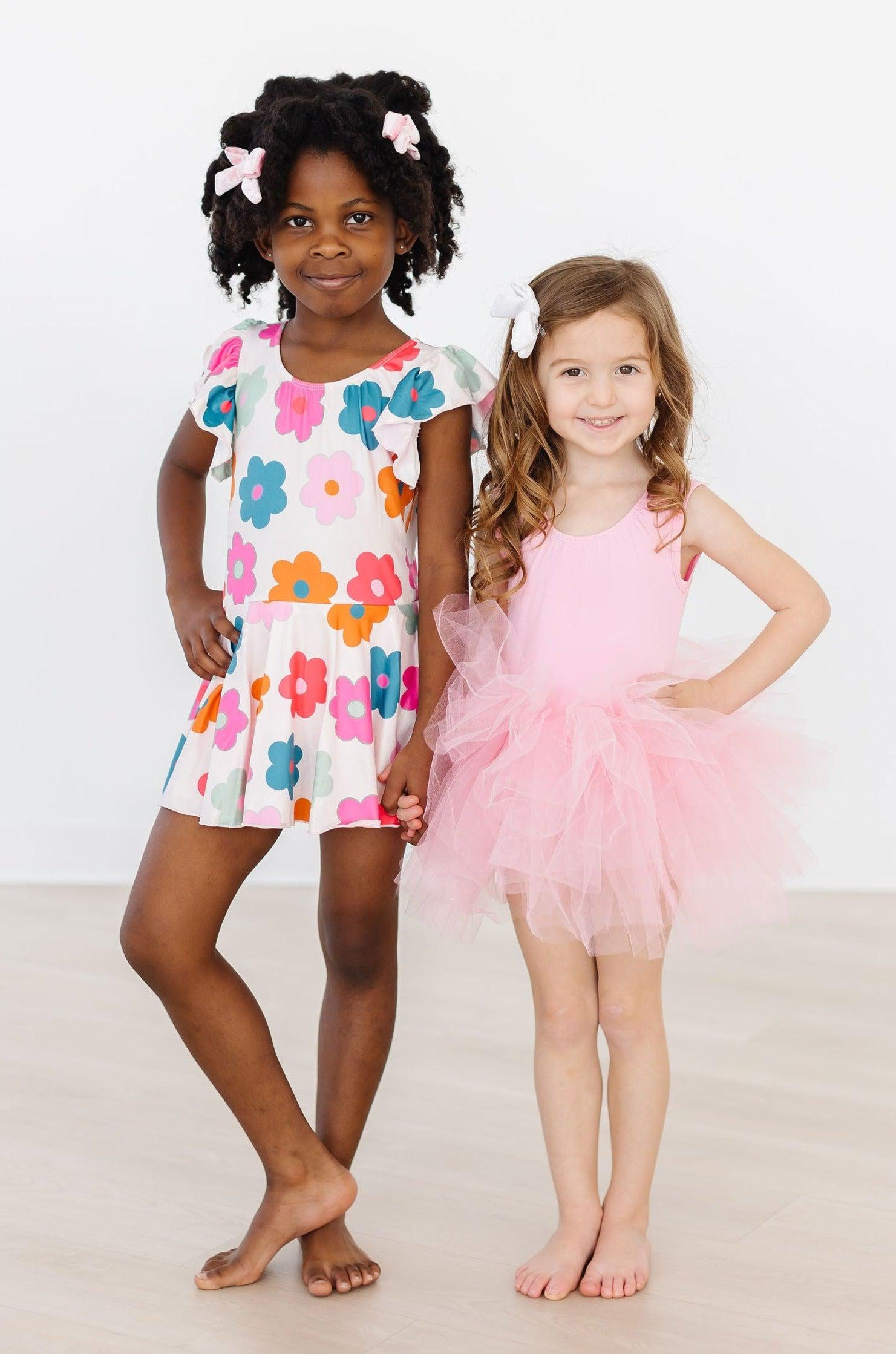 Retro Floral Short Sleeve Twirl Leotard For Tiny Dancers Mila & Rose ® Everetts Place: Online Boutique