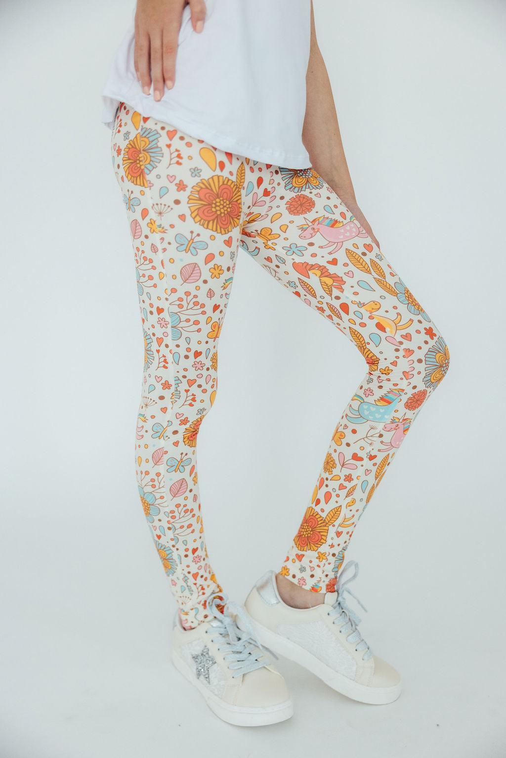 Retro Unicorns High Waisted Leggings For Layering Everyday Mila & Rose ® Everetts Place: Online Boutique