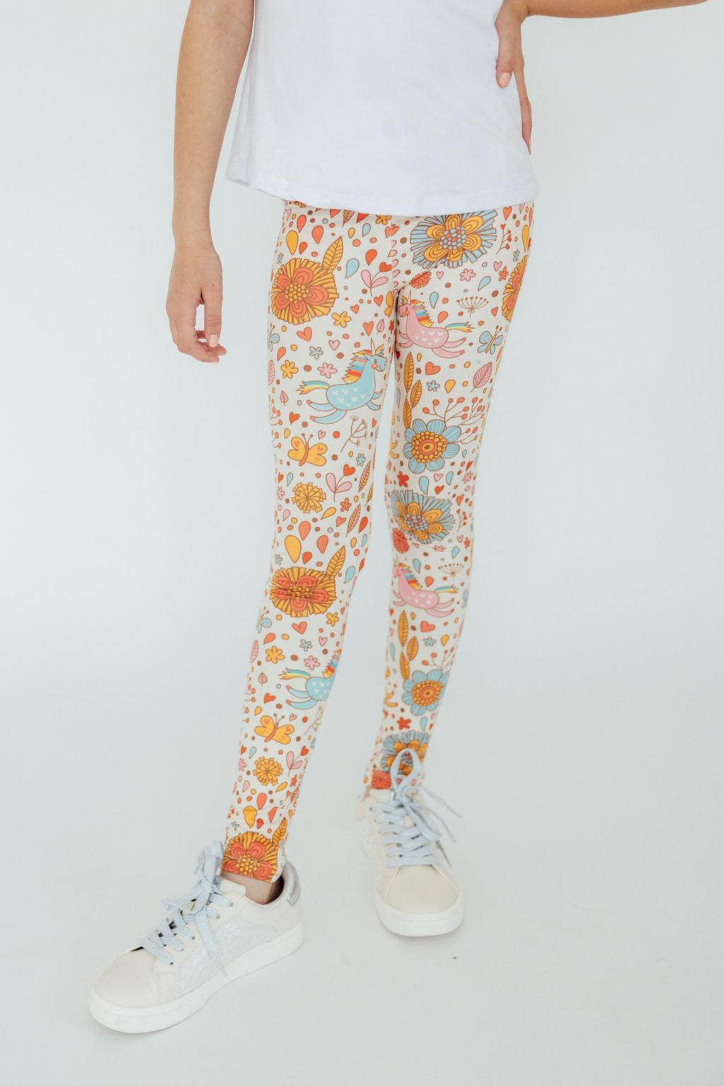 Mila & Rose Retro Unicorns organic baby leggings