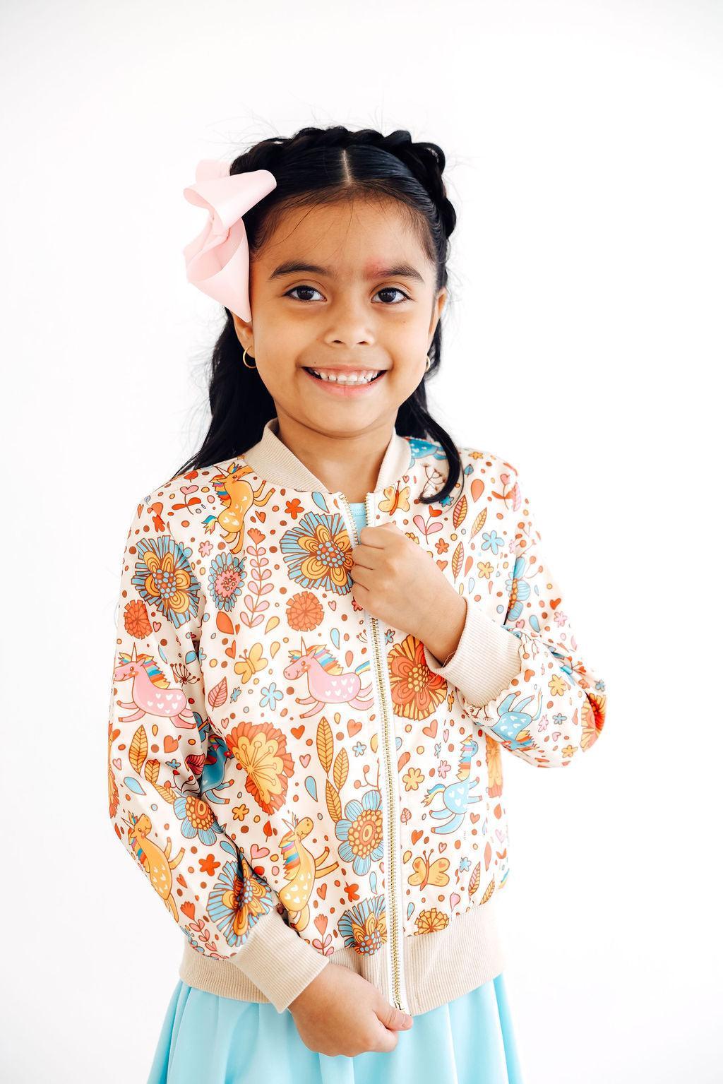 Retro Unicorns Satin Jacket For Women Mila And Rose Mila & Rose ® Everetts Place: Online Boutique