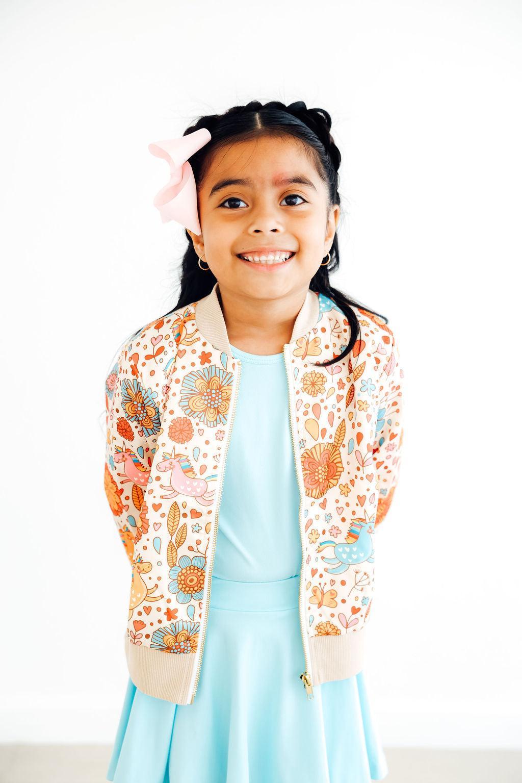 Retro Unicorns Satin Jacket For Women Mila And Rose Mila & Rose ® Everetts Place: Online Boutique
