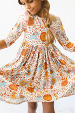 Retro Unicorns Three Quarter Sleeve Pocket Twirl Dress Mila & Rose ® Everetts Place: Online Boutique