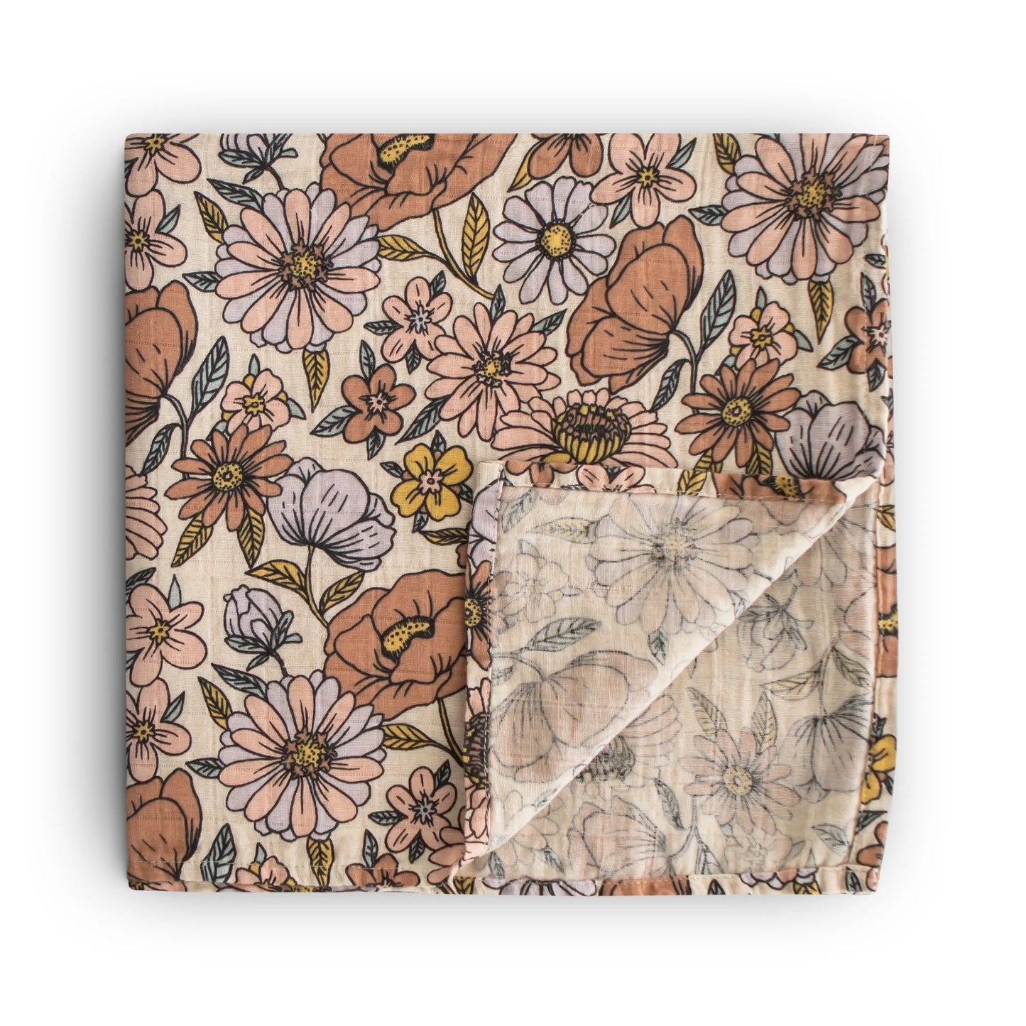 Organic Cotton Muslin Swaddle Blanket for Baby Cuddling and Nursing Mushie
