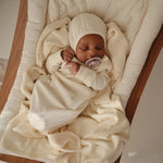 Mushie Ribbed Baby Bonnet Made with Organic Cotton for Warmth and Comfort - Apparel & Accessories > Clothing > Baby & Toddler Clothing > Baby One-Pieces Baby Clothes