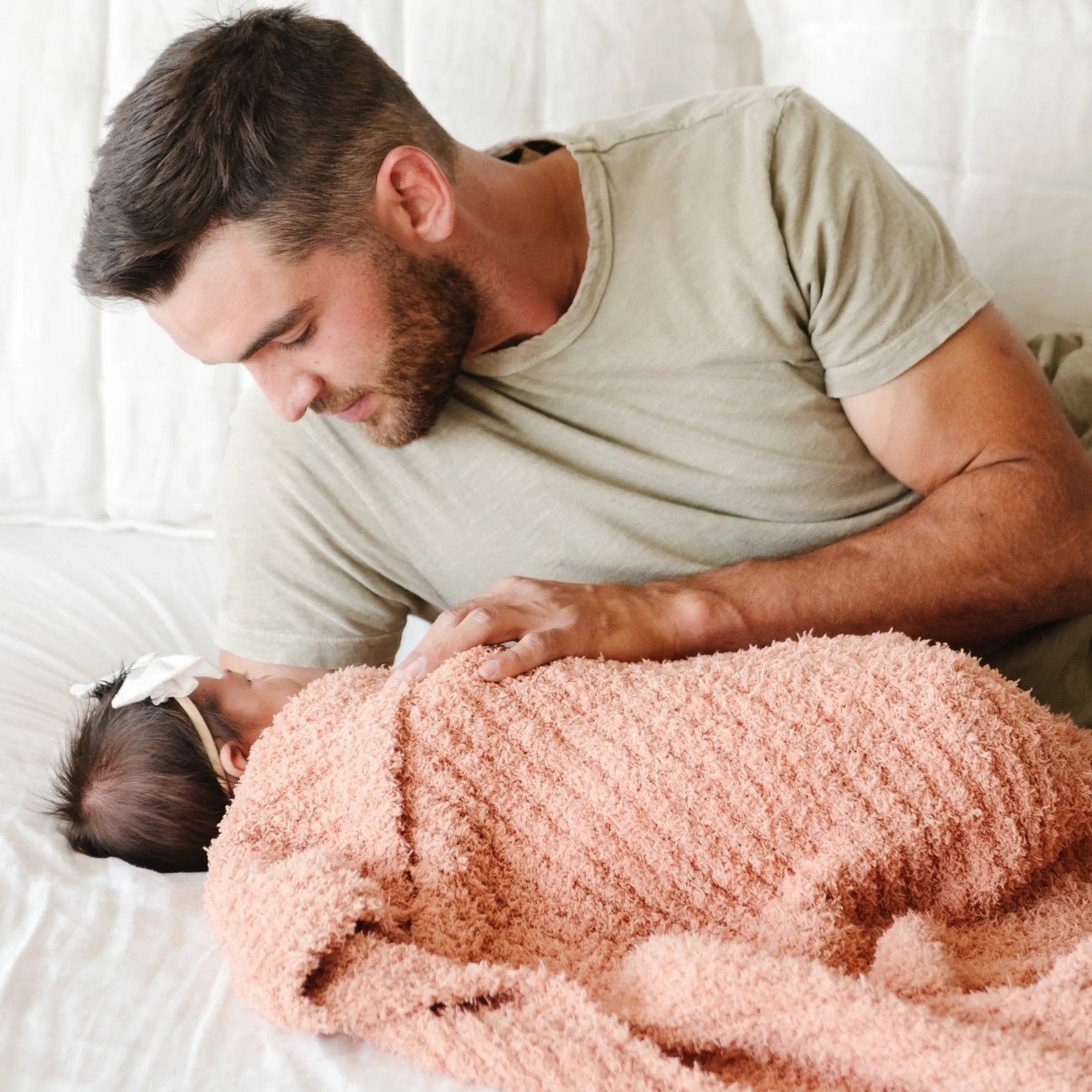 Ribbed Bamboni Receiving Blanket Soft Cozy Baby Blanket Saranoni Everetts Place Boutique 55.00
