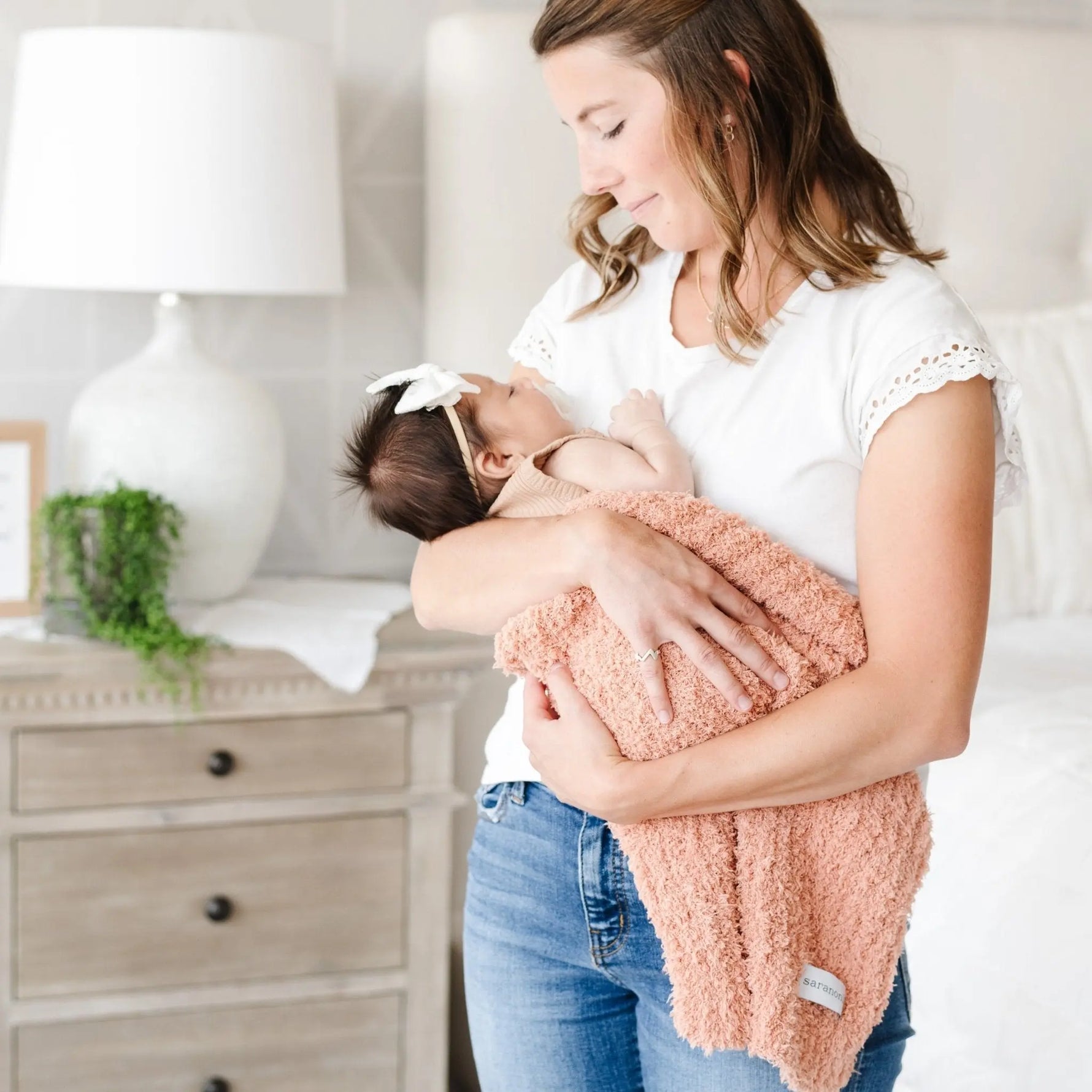 Ribbed Bamboni Receiving Blanket Soft Cozy Baby Blanket Saranoni Everetts Place Boutique