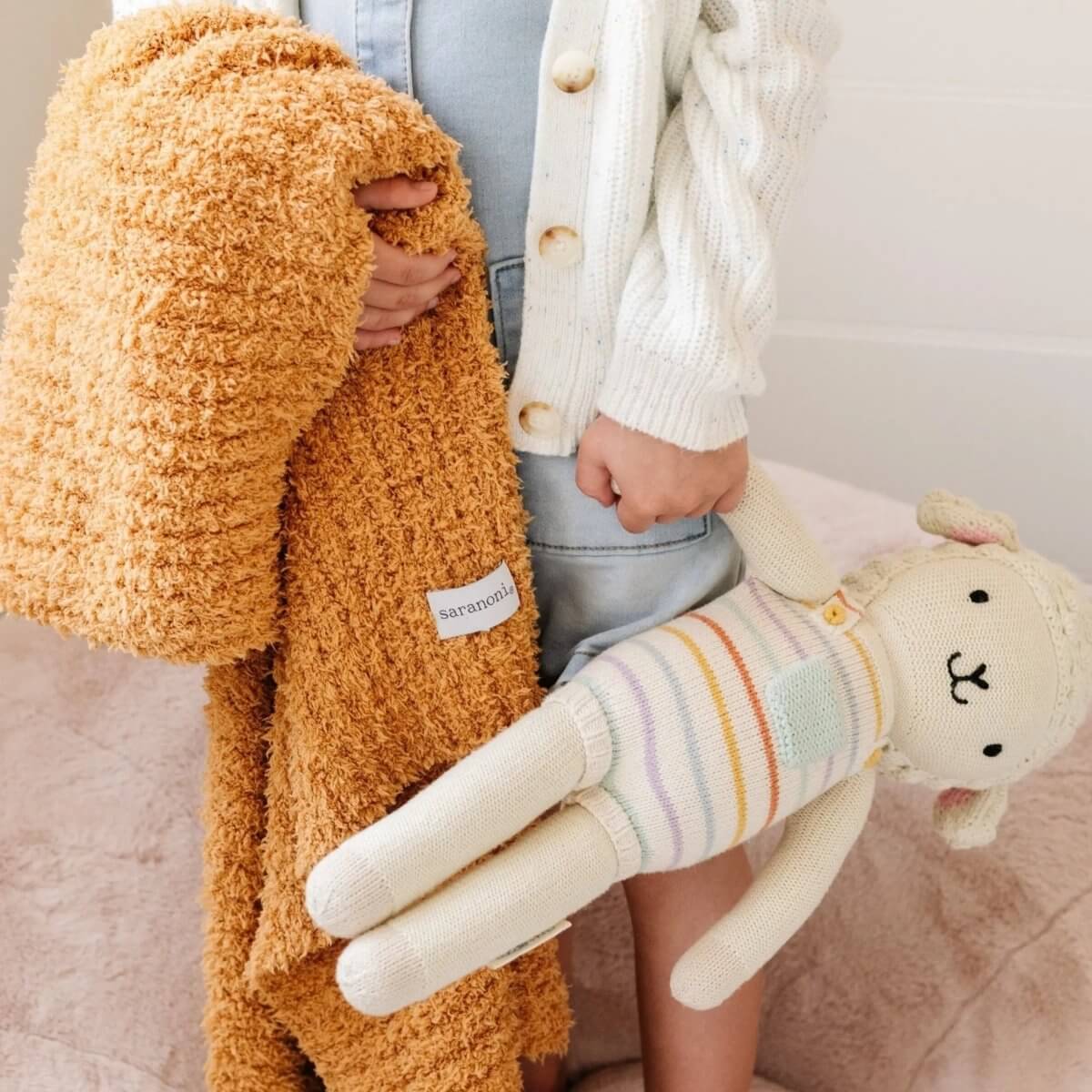 Saranoni Ribbed Bamboni Receiving Blanket Soft Cozy Baby Blanket - Everetts Place Boutique - 